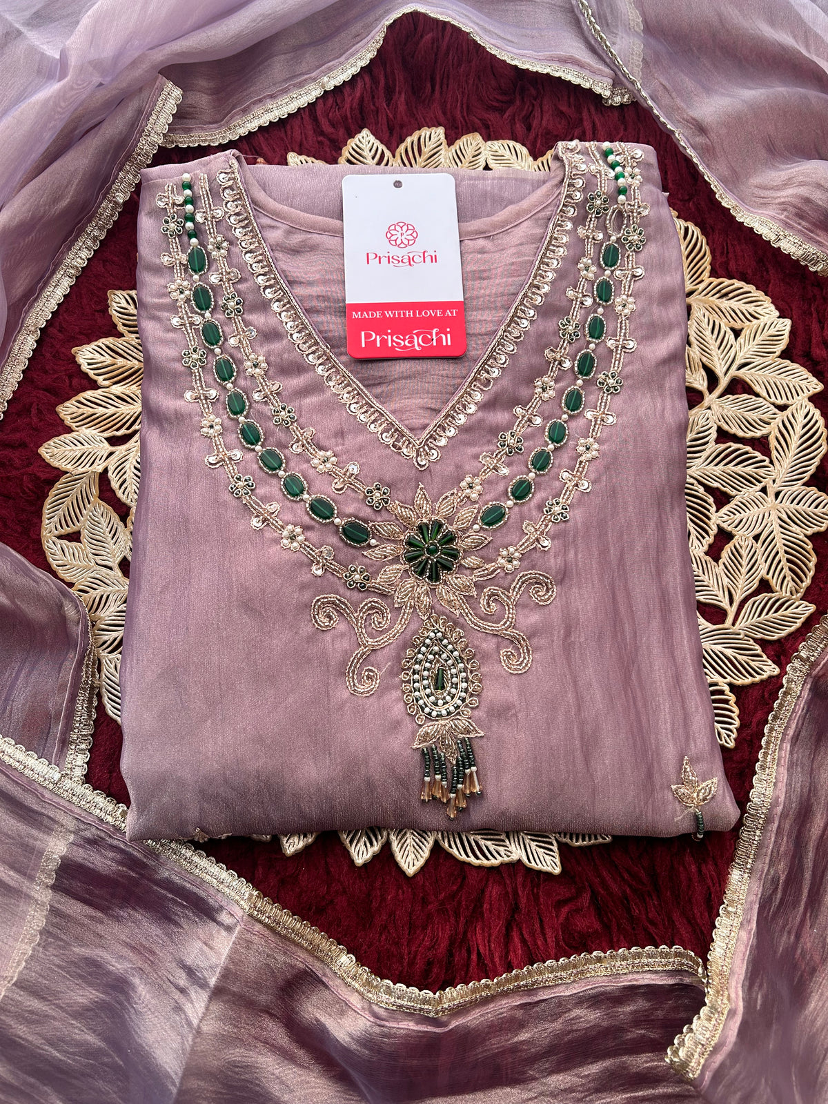 Zardozi Embroidered Ethnic A-Line Kurta Set With Palazzo Pants  | Festive & Party wear