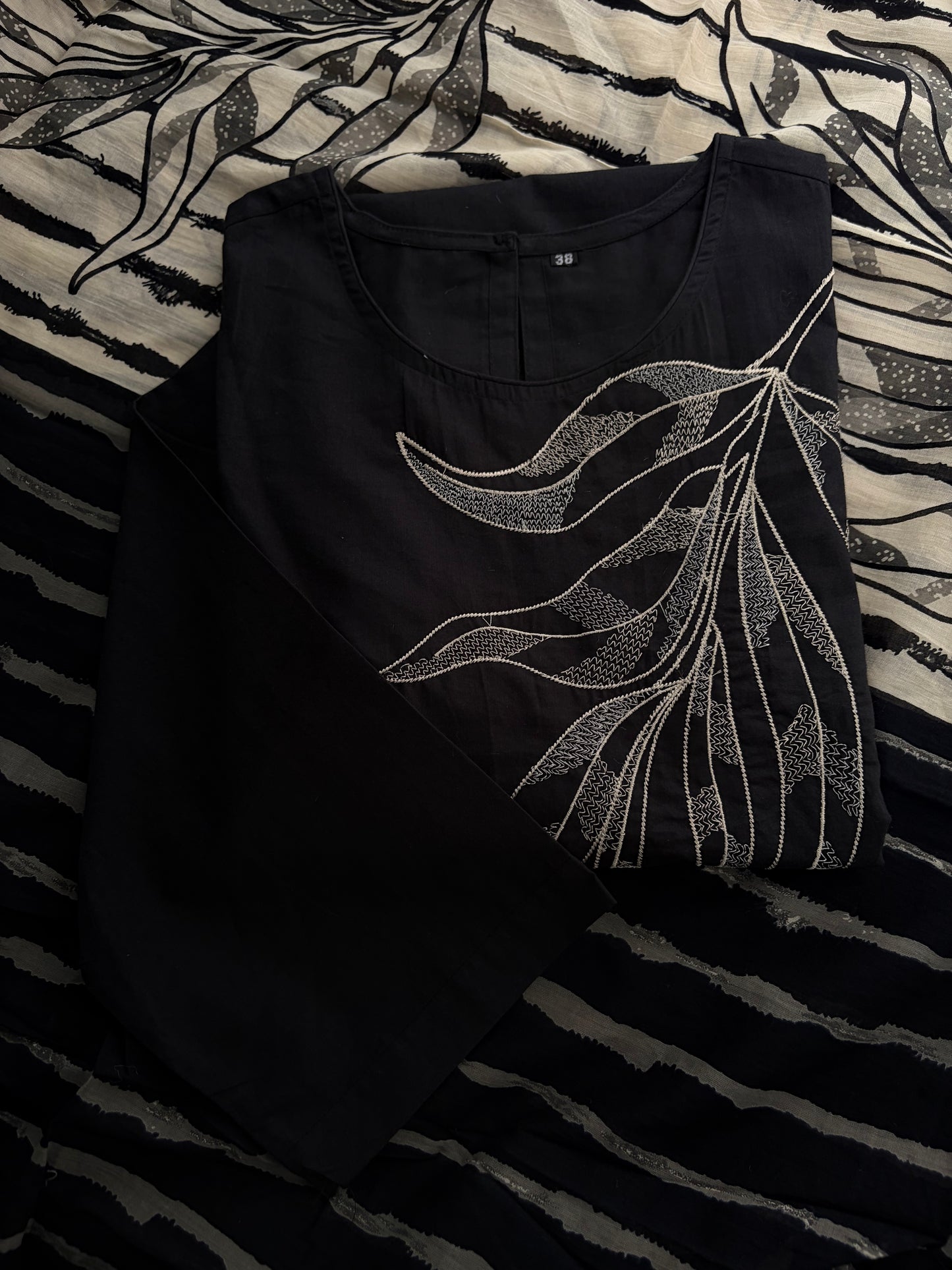 Elegant Black Embroidered Kurta Set , Palazzo Pants & Matching Dupatta | Daily Wear ,Office Wear Ethnic Outfit