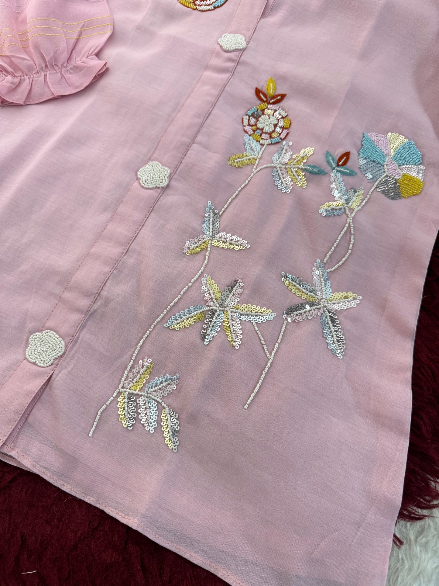 Pink Floral Embroidered Co-ord Set for Women | Designer Ethnic Office & Casual Wear