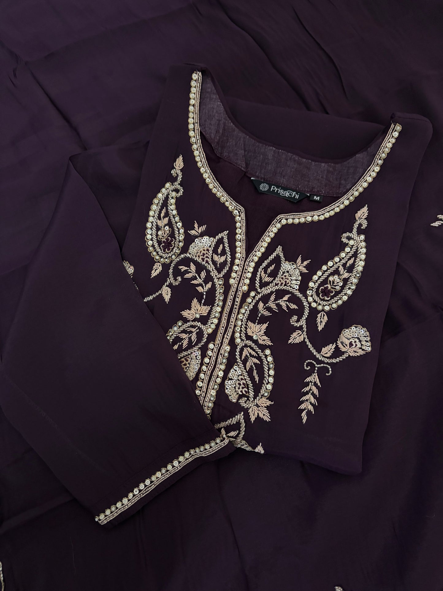 Deep Purple Embroidered Kurta Set With Pants & Dupatta For Women| Traditional, Festive & Party Wear