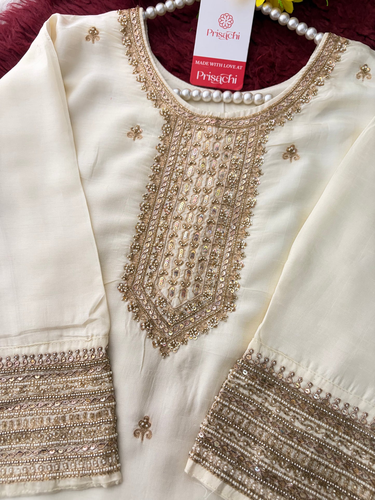 White Zardozi Embroidered Kurta Set with Dupatta & Pants | Festive & Ethnic Wear