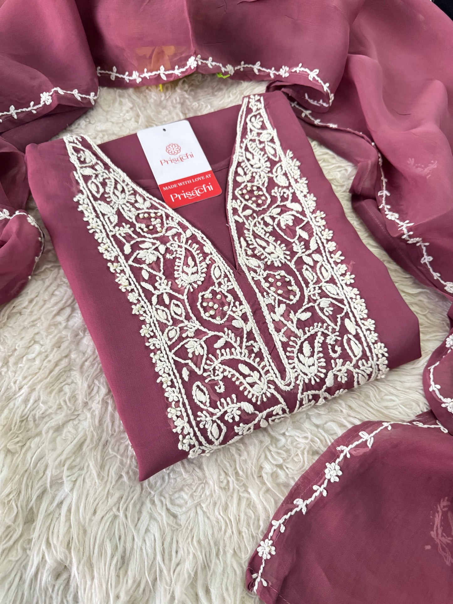 Pink Designer Thread-Embroidered Kurta Set with Pants and Dupatta