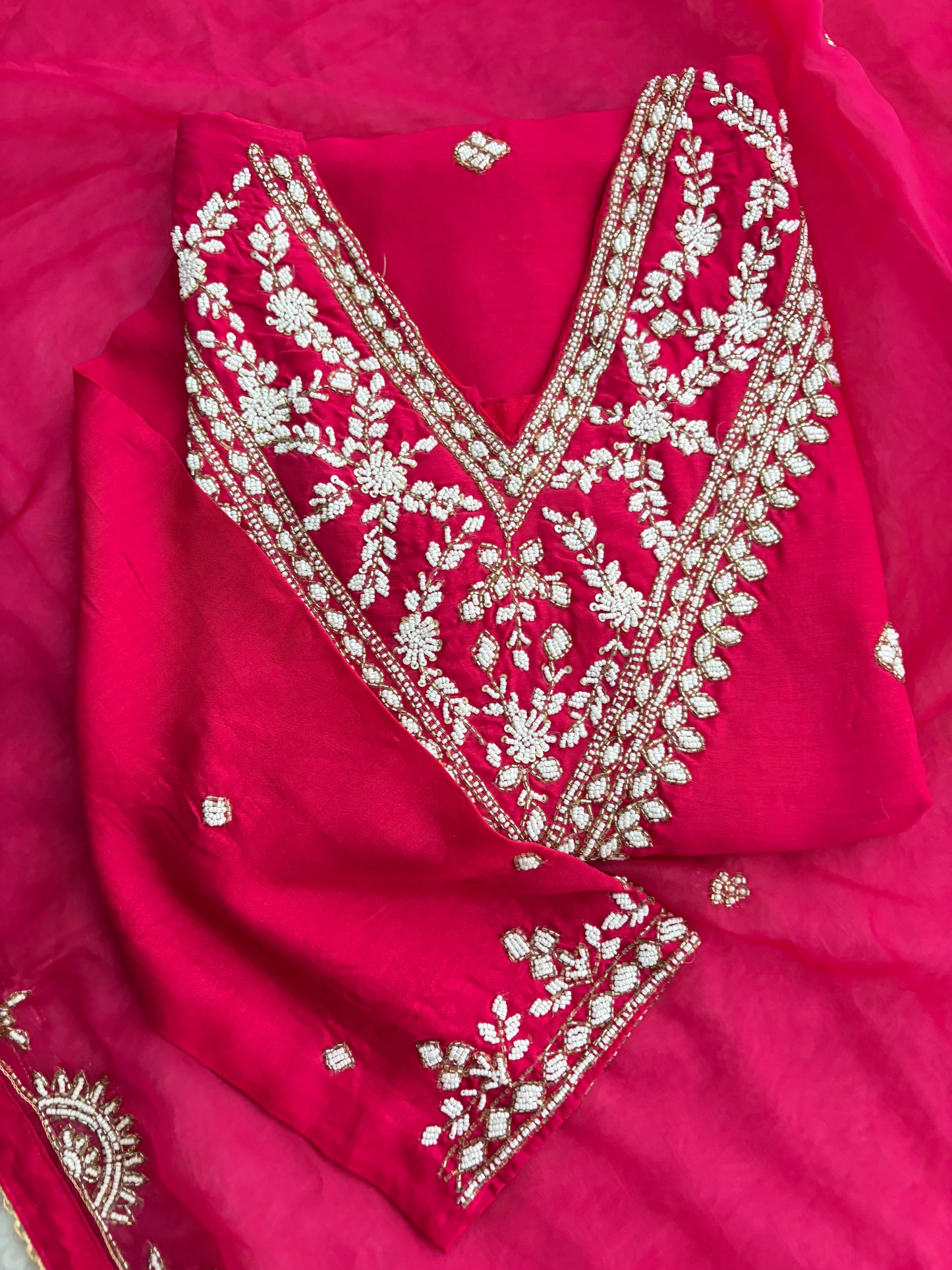 Pink Designer Embroidered Ethnic Kurta Set with Straight Pants & Dupatta
