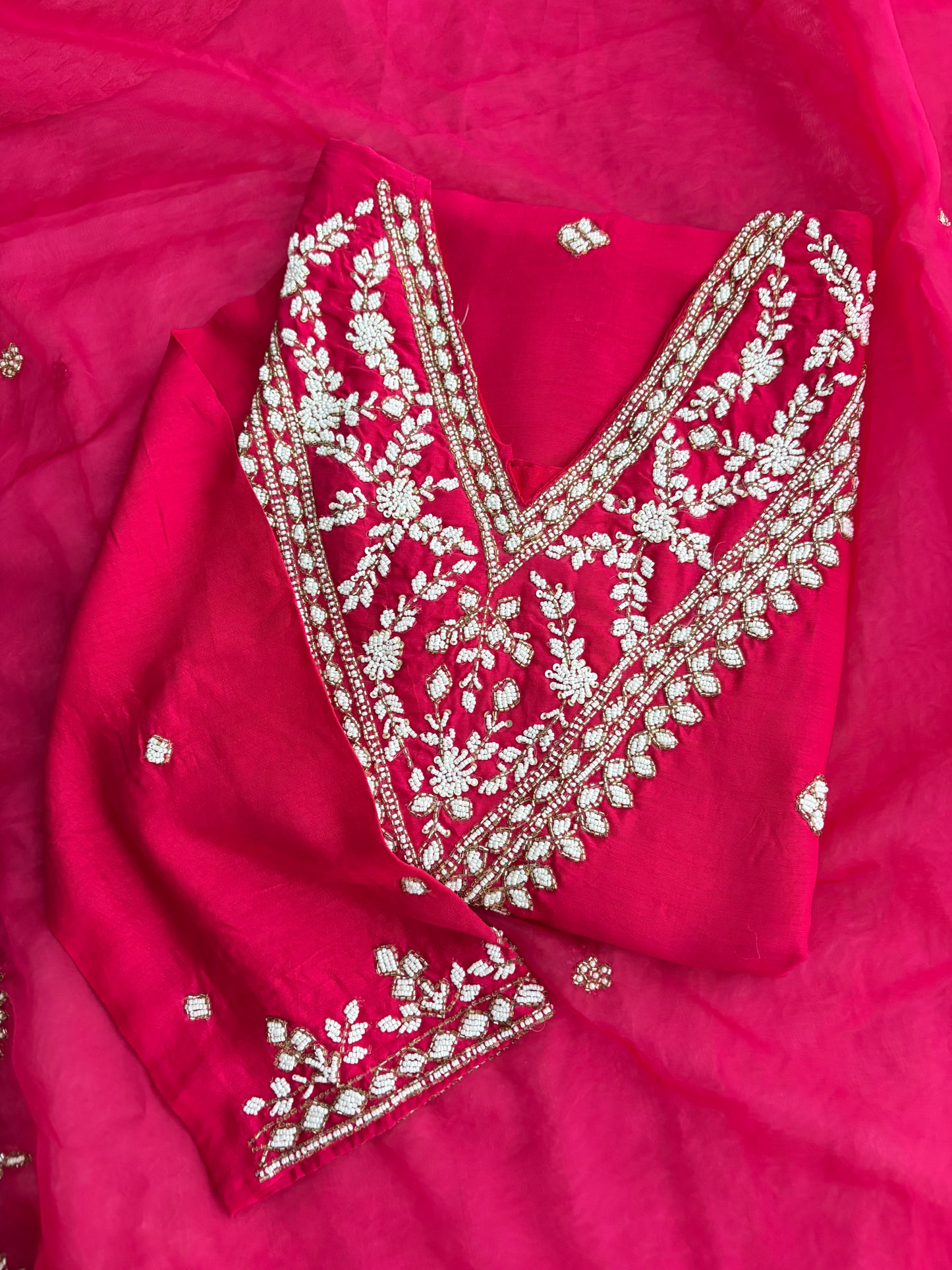 Pink Designer Embroidered Ethnic Kurta Set with Straight Pants & Dupatta
