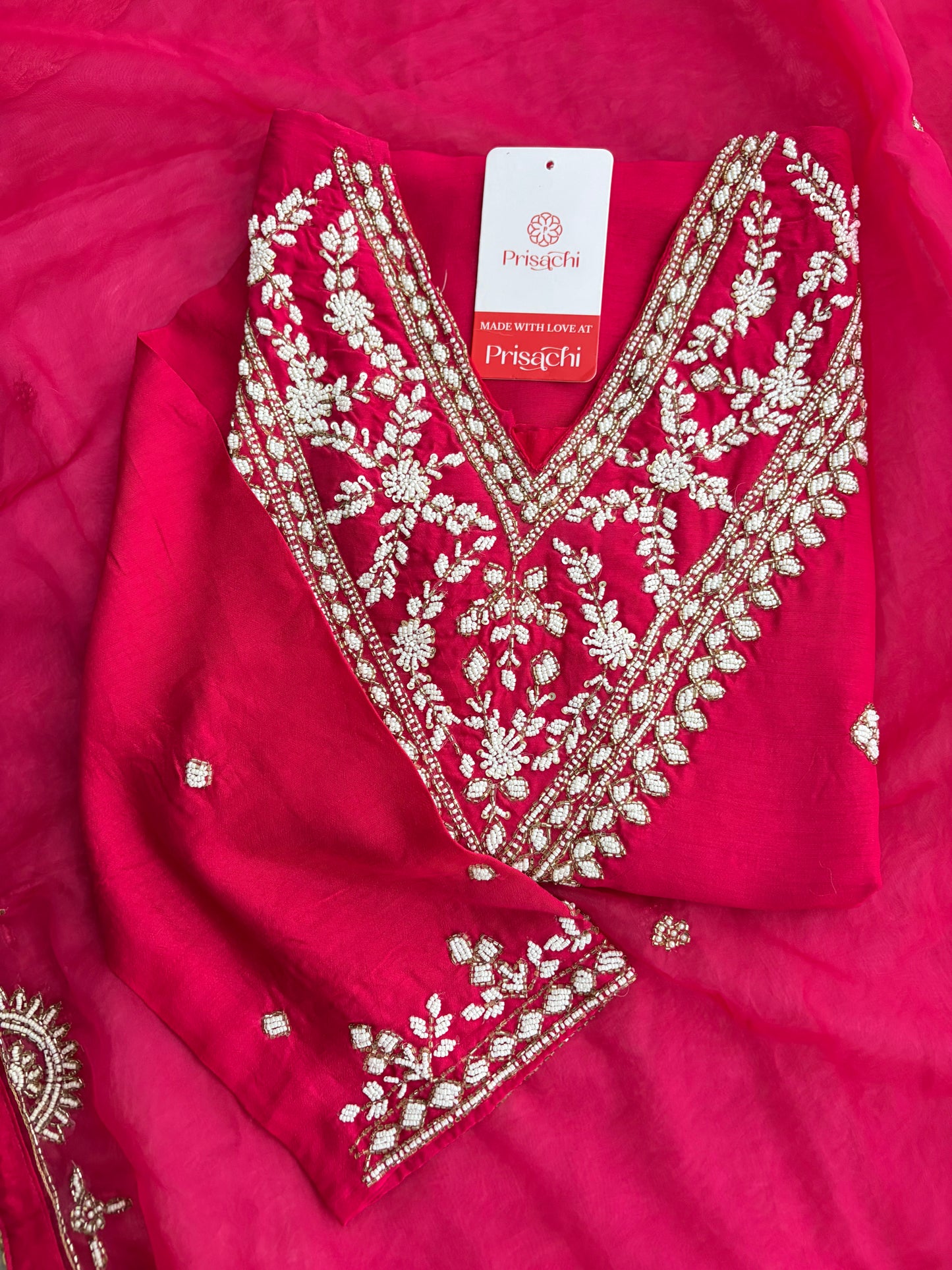 Pink Designer Embroidered Ethnic Kurta Set with Straight Pants & Dupatta