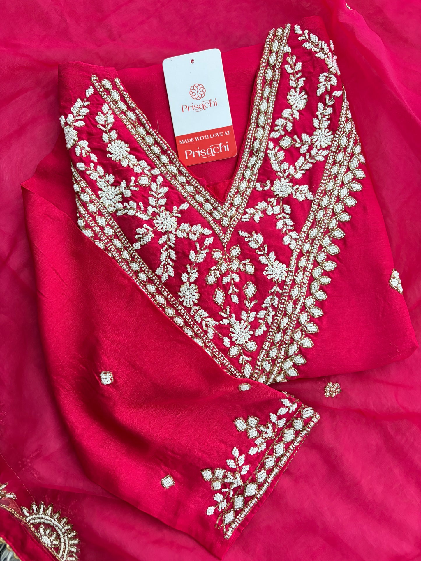 Pink Designer Embroidered Ethnic Kurta Set with Straight Pants & Dupatta