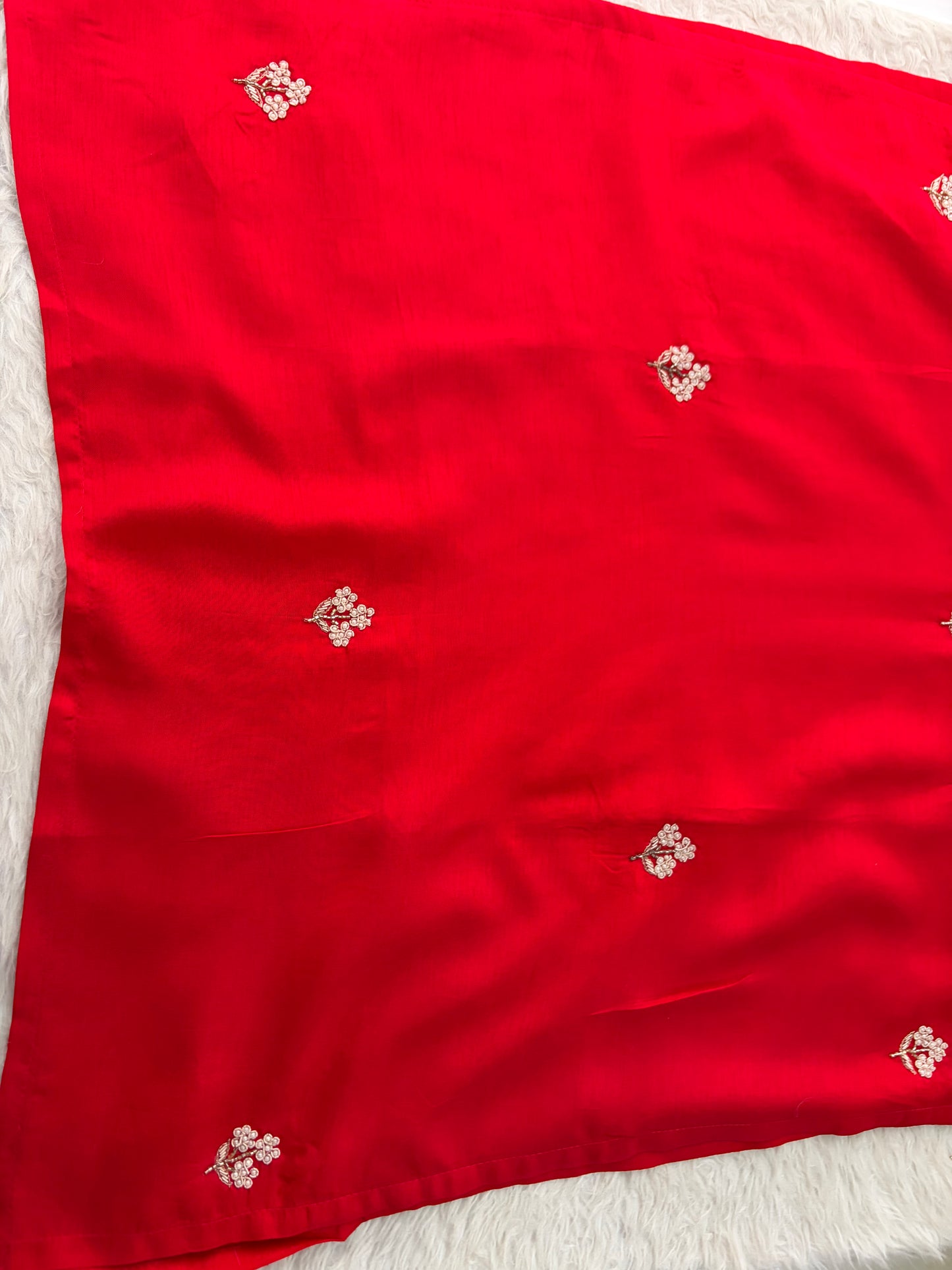 Prisachi Red Zardozi Embroidered Kurta Set Straight Pants with Scalloped Dupatta for Women
