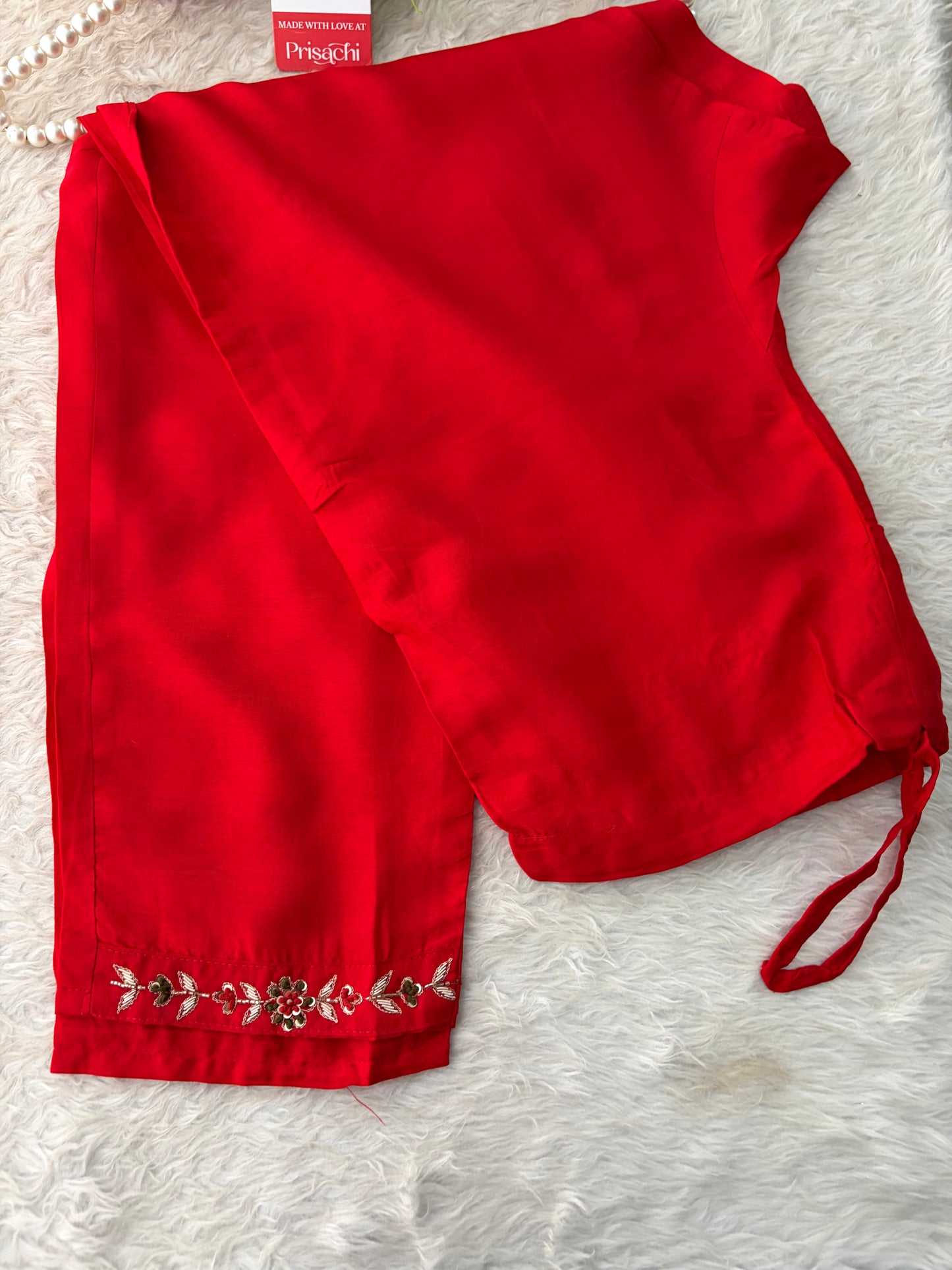 Prisachi Red Zardozi Embroidered Kurta Set Straight Pants with Scalloped Dupatta for Women