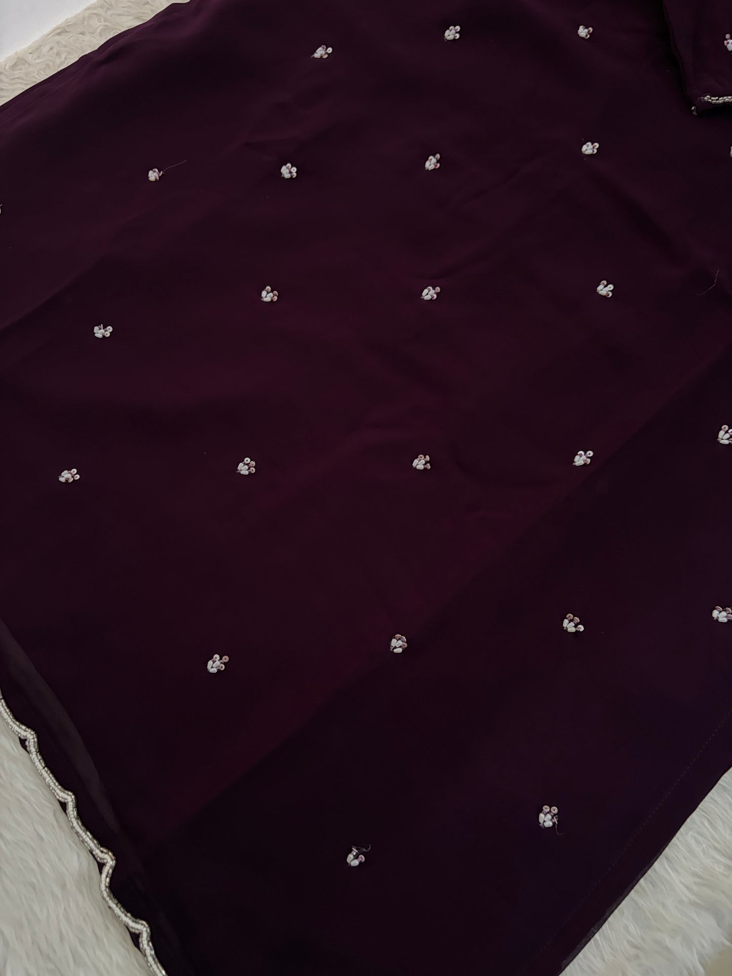 Wine Embroidered Zardozi Kurta Set with Sharara & Dupatta Ethnic Set