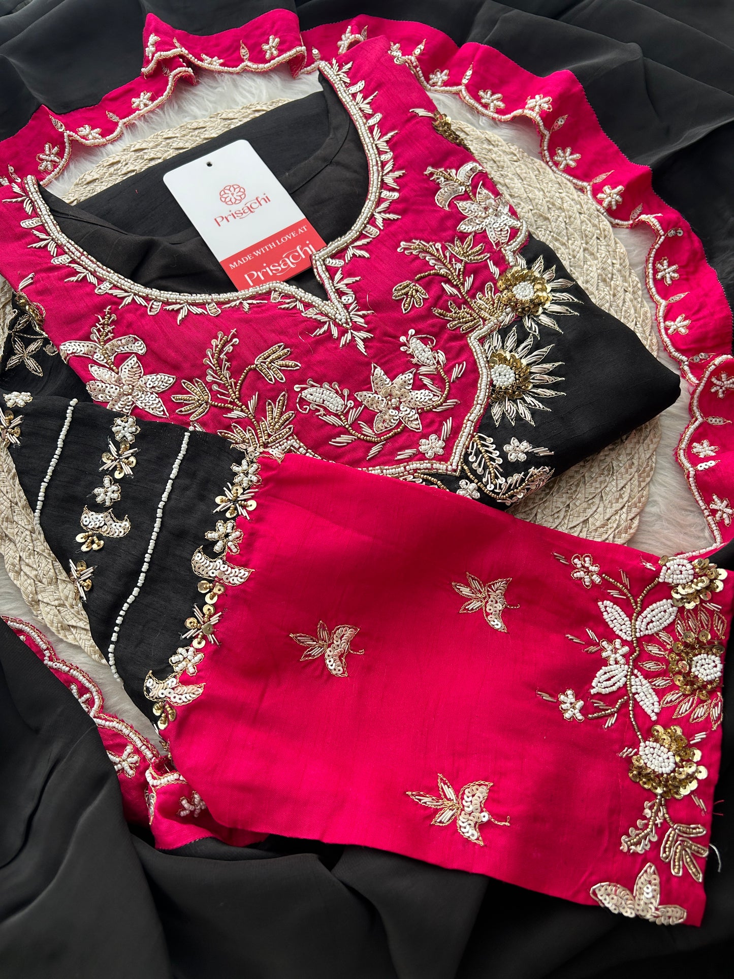 Black Zardozi Embroidered Kurta Set with Pants & Dupatta for Women | Festive & Wedding Wear Ethnic Suit