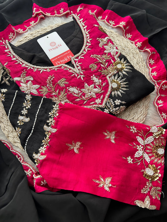 Black Zardozi Embroidered Kurta Set with Pants & Dupatta for Women | Festive & Wedding Wear Ethnic Suit