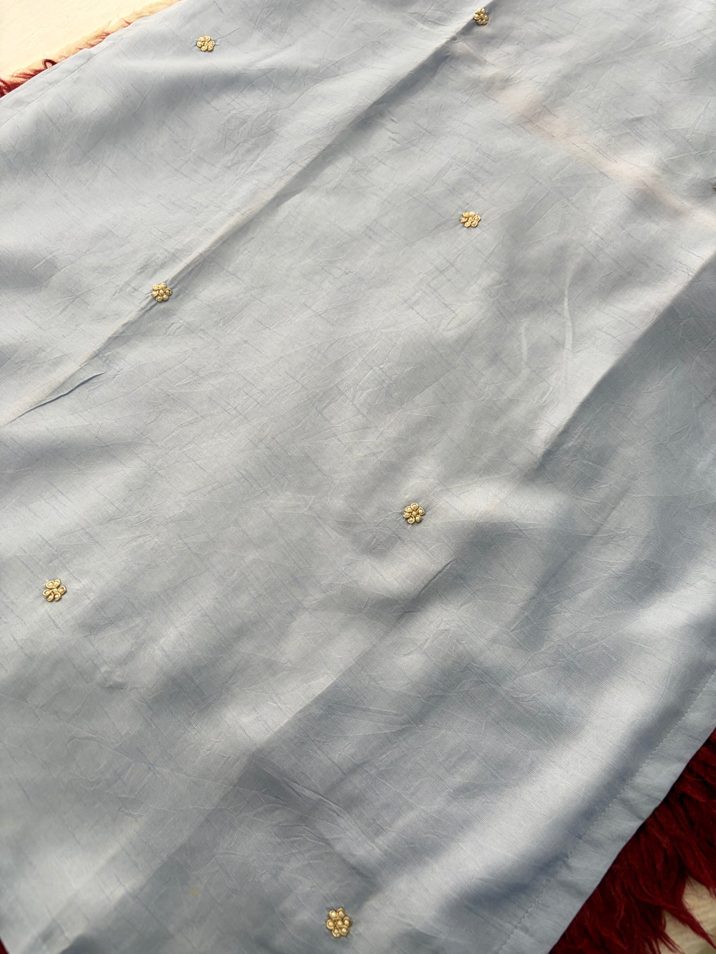 Pastel Blue Embroidered Kurta Set for Women with Straight Pants & Dupatta | Elegant Office & Daily Wear