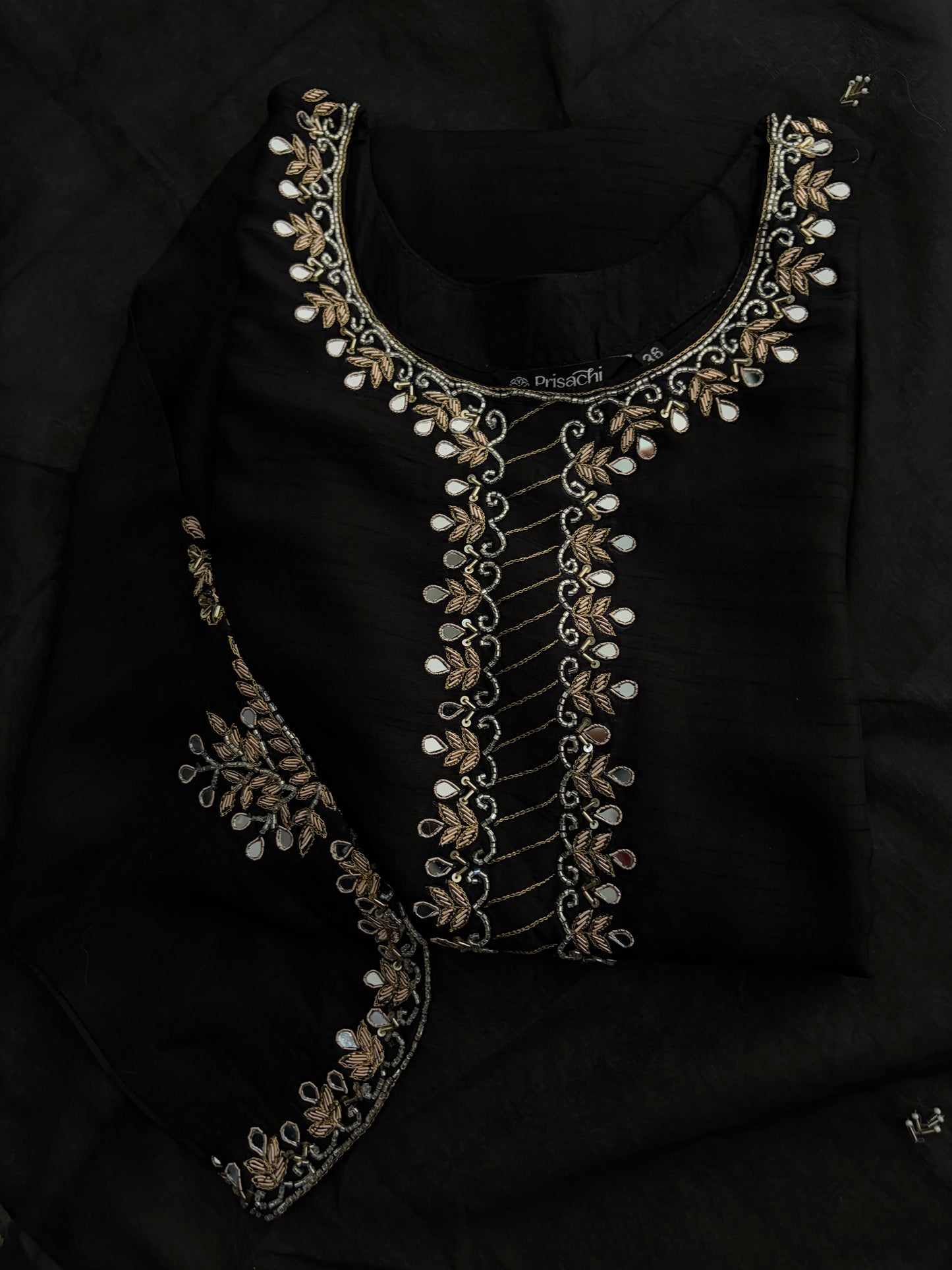 Elegant Black Embroidered Kurta Set for Women with Straight Pants and Dupatta | Festive & Party Wear
