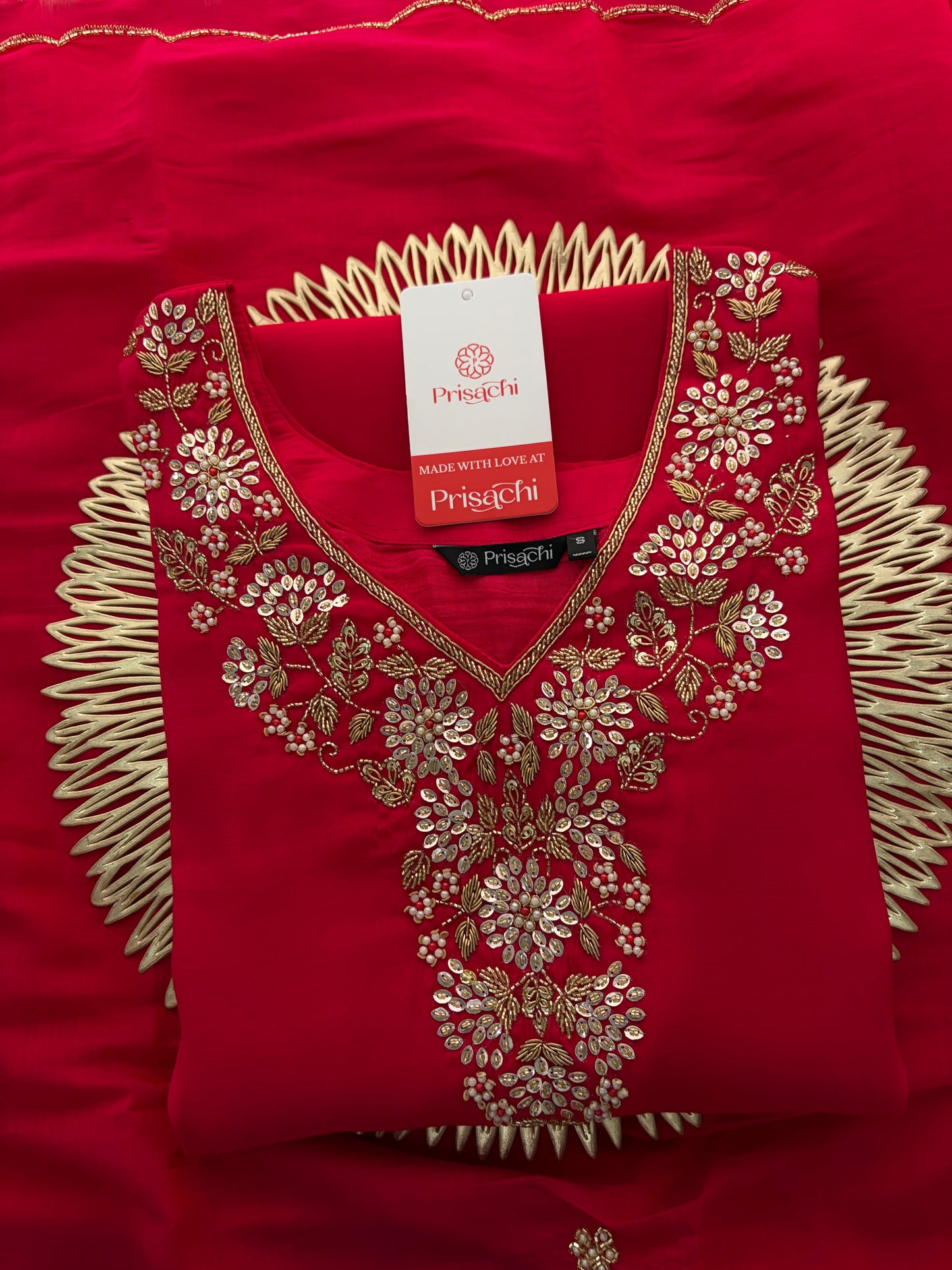 Deep Pink Embroidered Kurta Set for Women with Pants & Dupatta | Ethnic Festive Wear