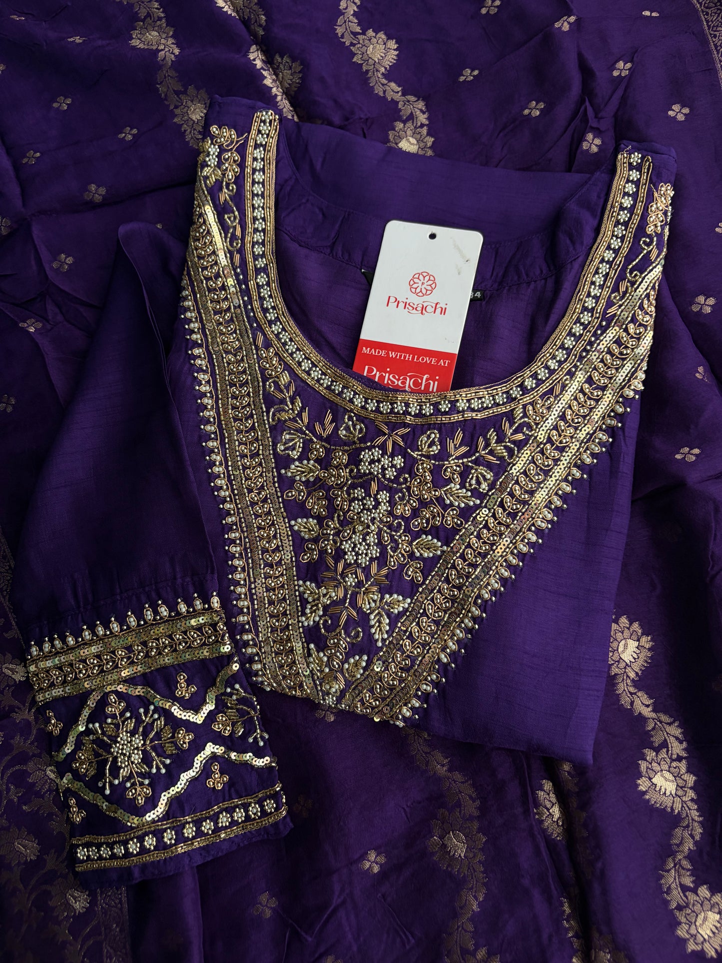 Purple Embroidered Kurta Set With Palazzo Pants & Dupatta For Women| Traditional, Festive & Party Wear