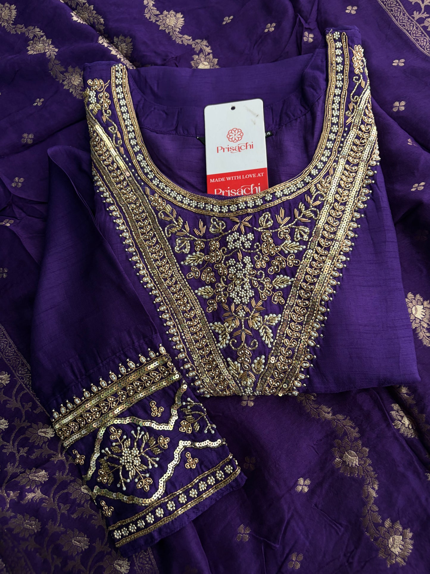 Purple Embroidered Kurta Set With Palazzo Pants & Dupatta For Women| Traditional, Festive & Party Wear