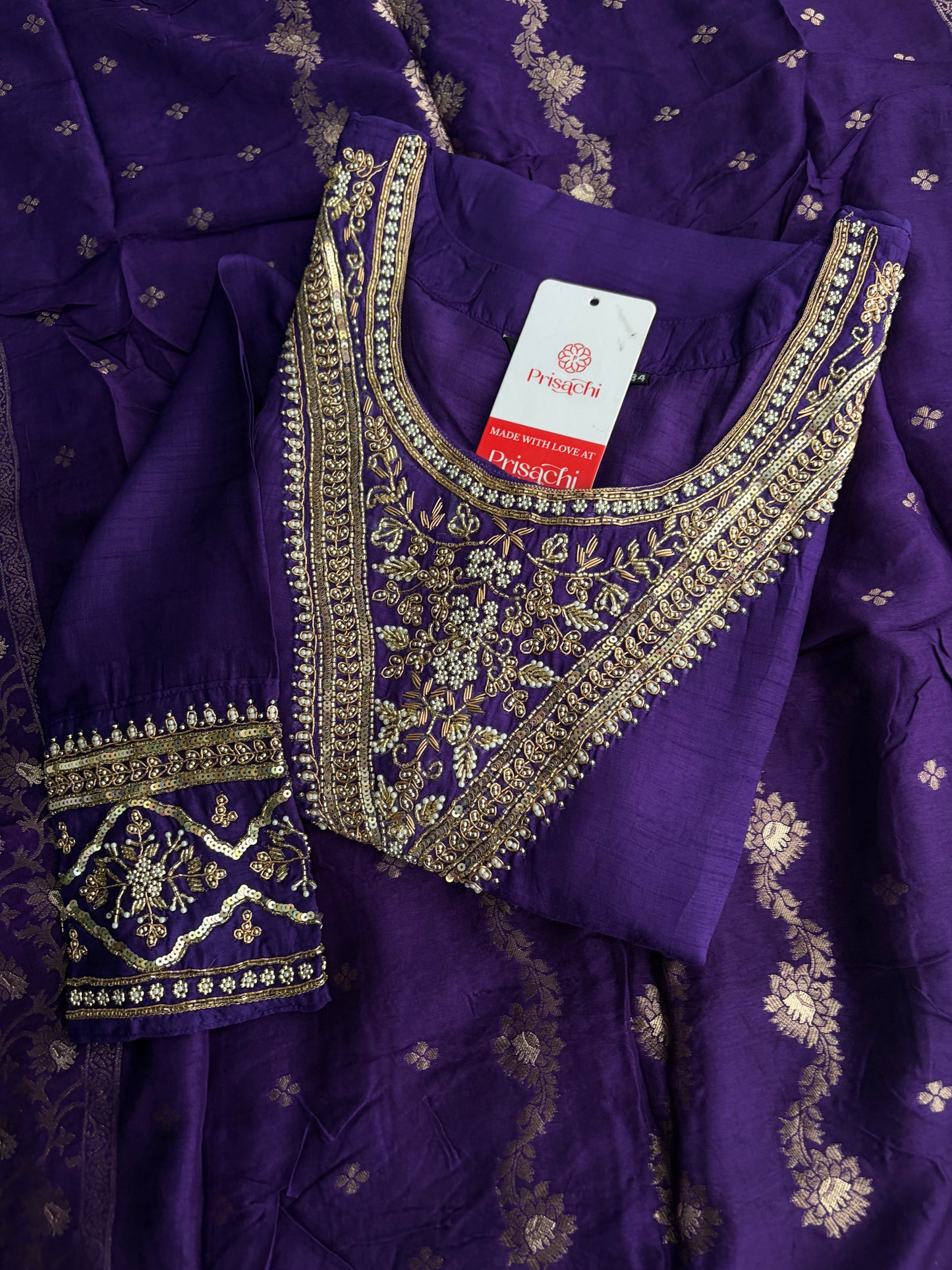 Purple Embroidered Kurta Set With Palazzo Pants & Dupatta For Women| Traditional, Festive & Party Wear