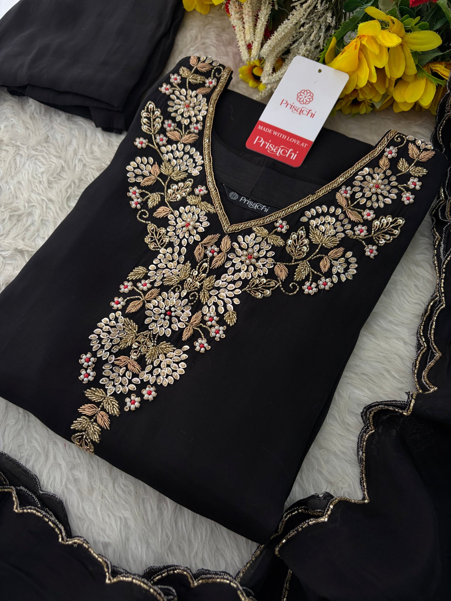 Deep Pink Embroidered Kurta Set for Women with Pants & Dupatta | Ethnic Festive Wear