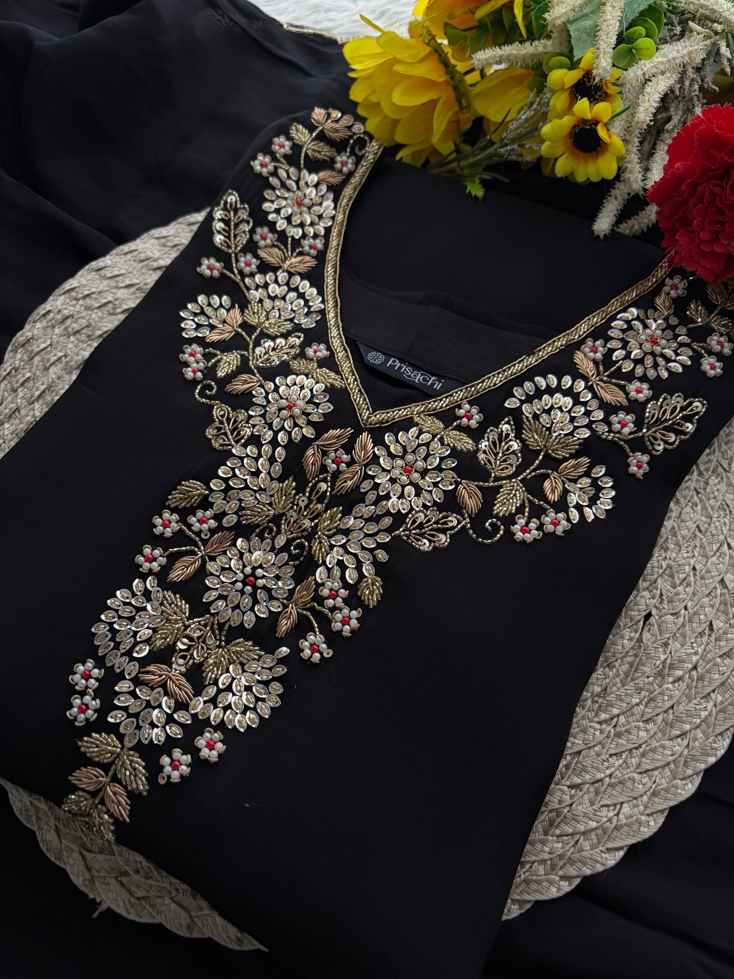 Deep Pink Embroidered Kurta Set for Women with Pants & Dupatta | Ethnic Festive Wear