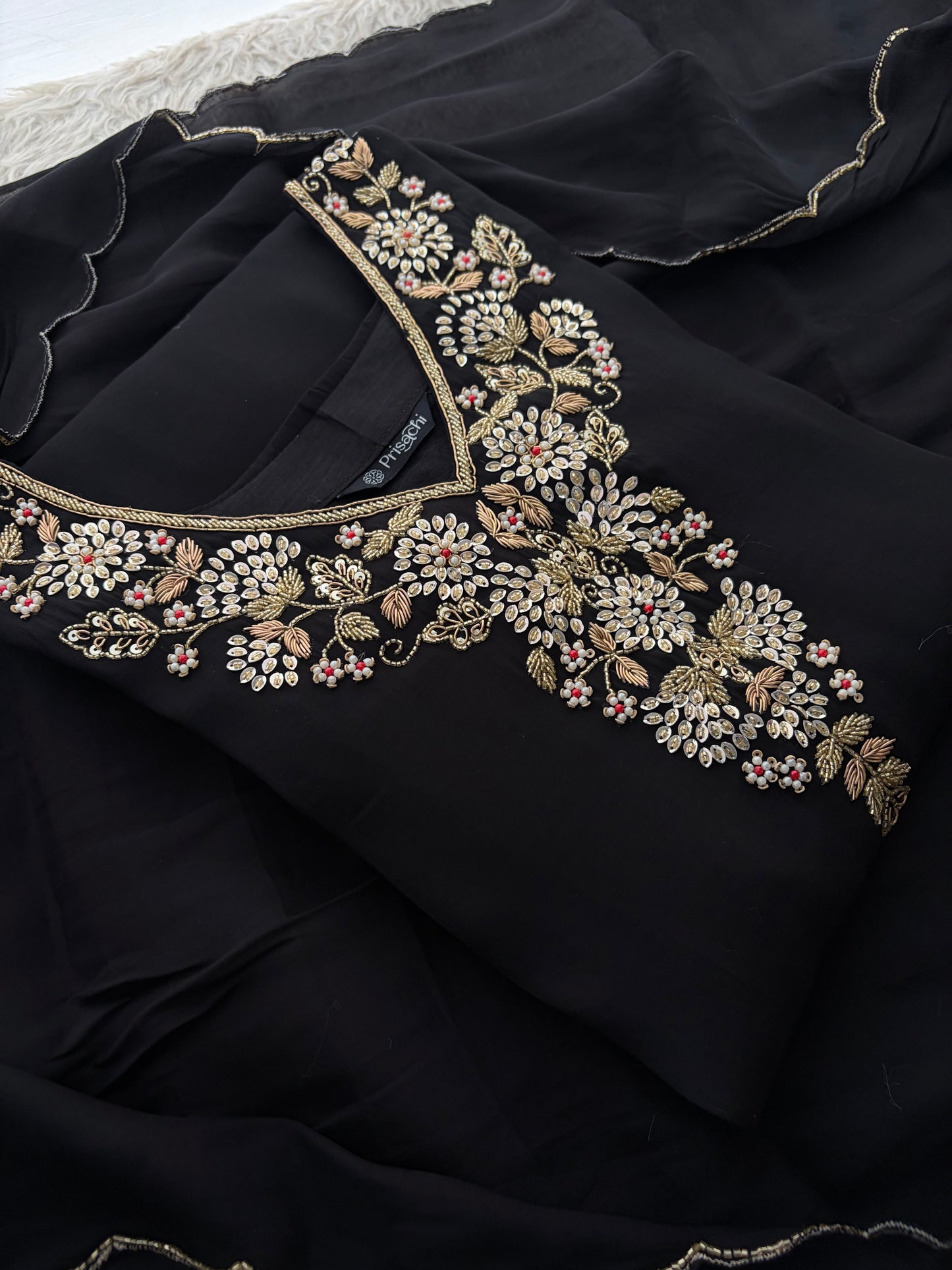 Deep Pink Embroidered Kurta Set for Women with Pants & Dupatta | Ethnic Festive Wear