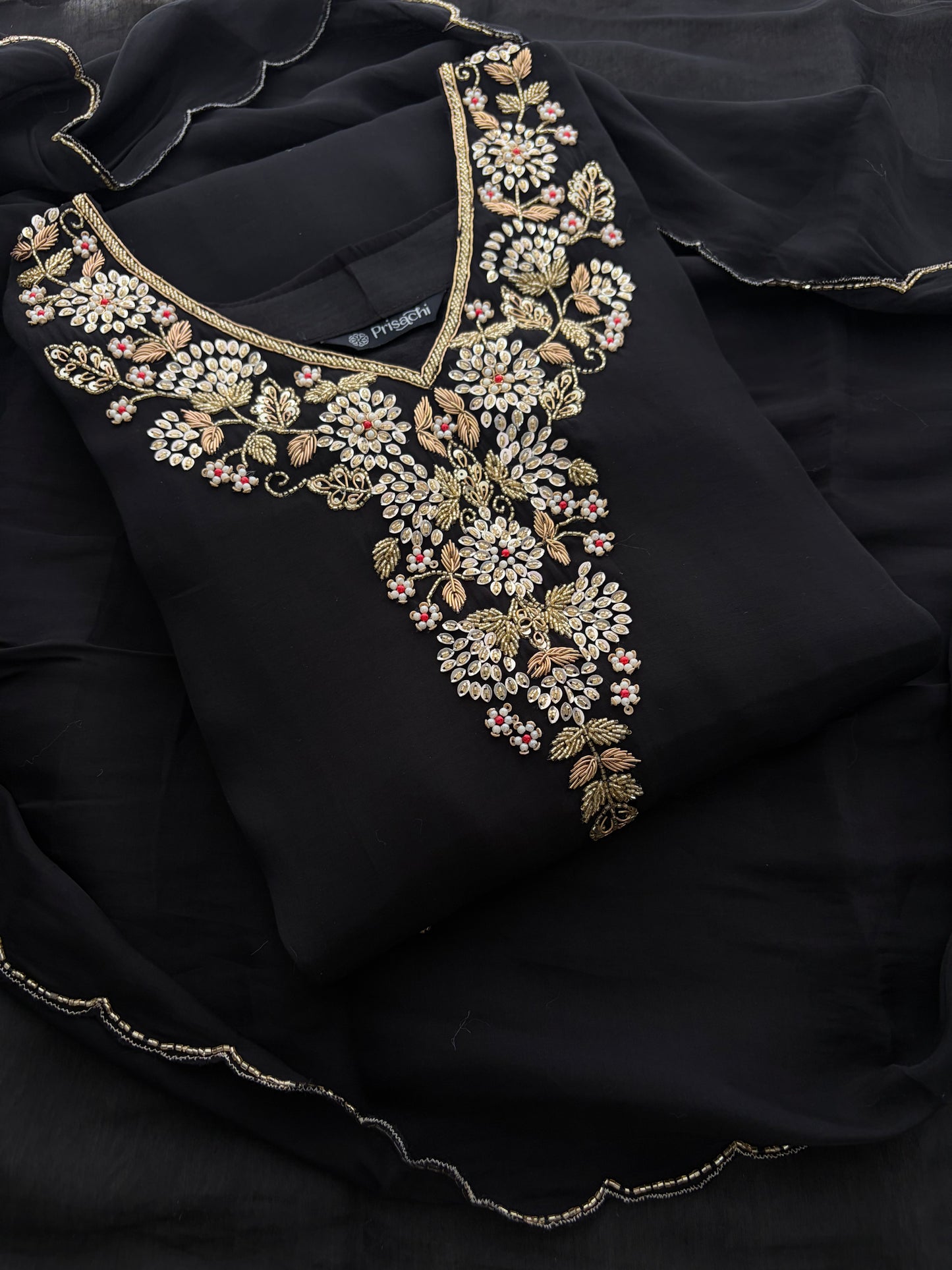 Deep Pink Embroidered Kurta Set for Women with Pants & Dupatta | Ethnic Festive Wear