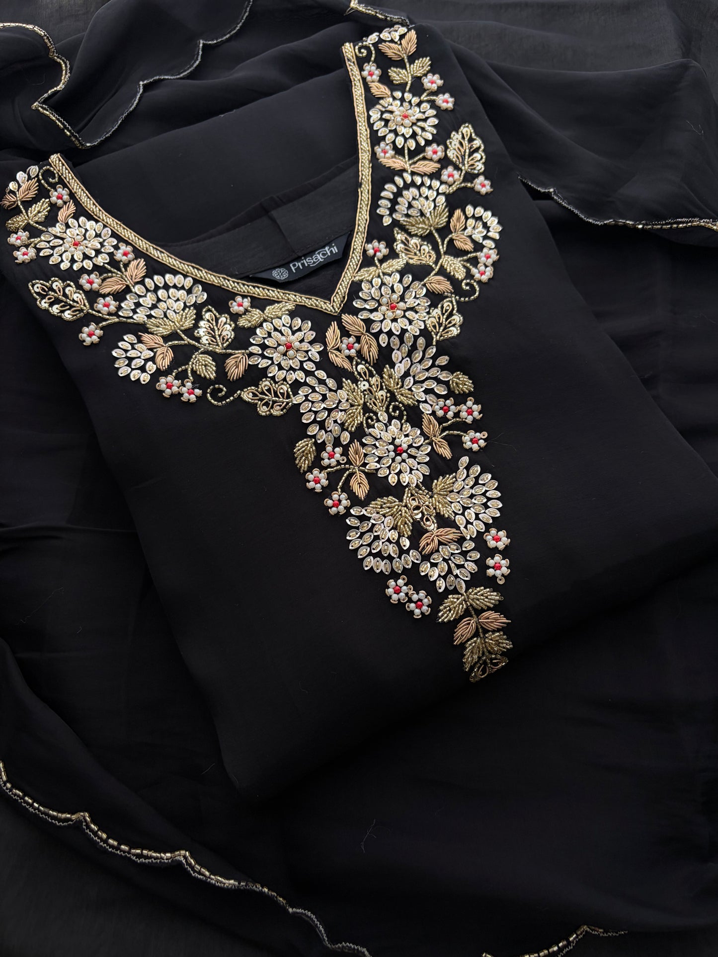 Deep Pink Embroidered Kurta Set for Women with Pants & Dupatta | Ethnic Festive Wear