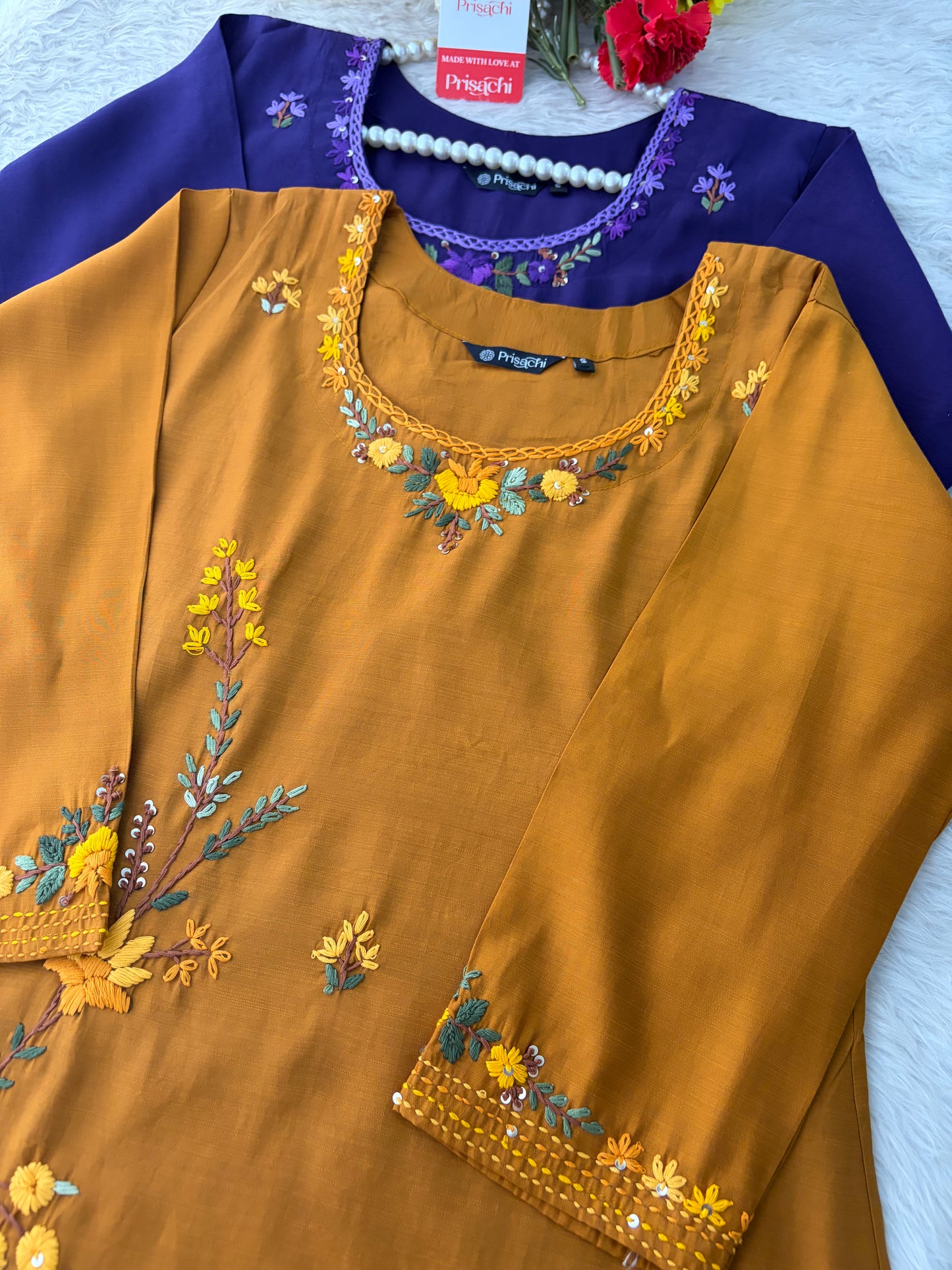 Women Thread Embroidered Kurti Pant Co-ord Set | Ethnic Office & Casual Daily Wear
