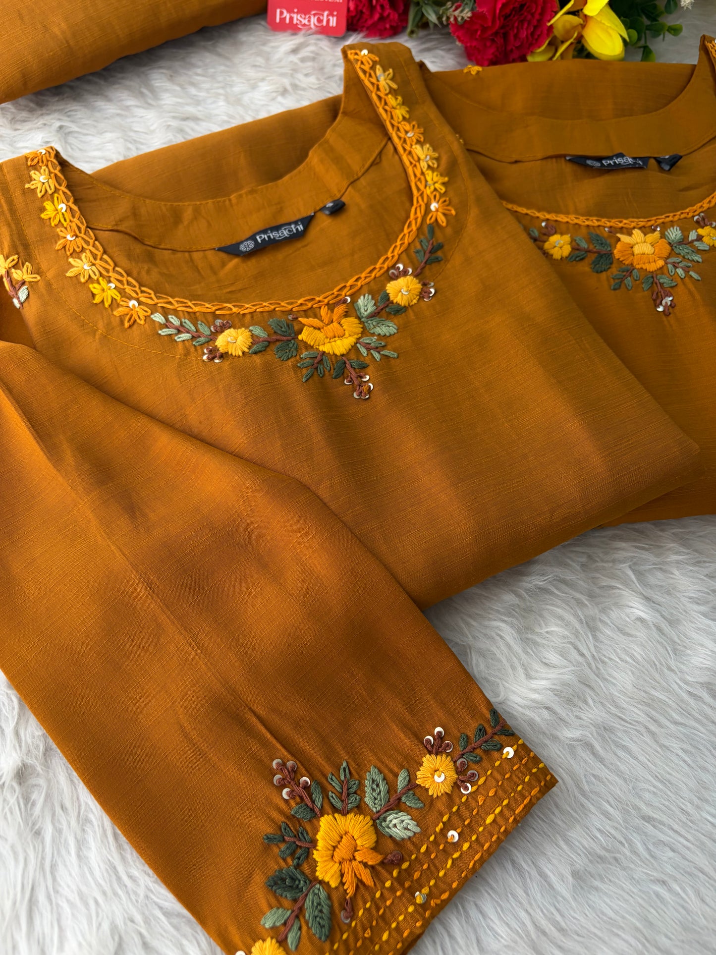 Women Thread Embroidered Kurti Pant Co-ord Set | Ethnic Office & Casual Daily Wear