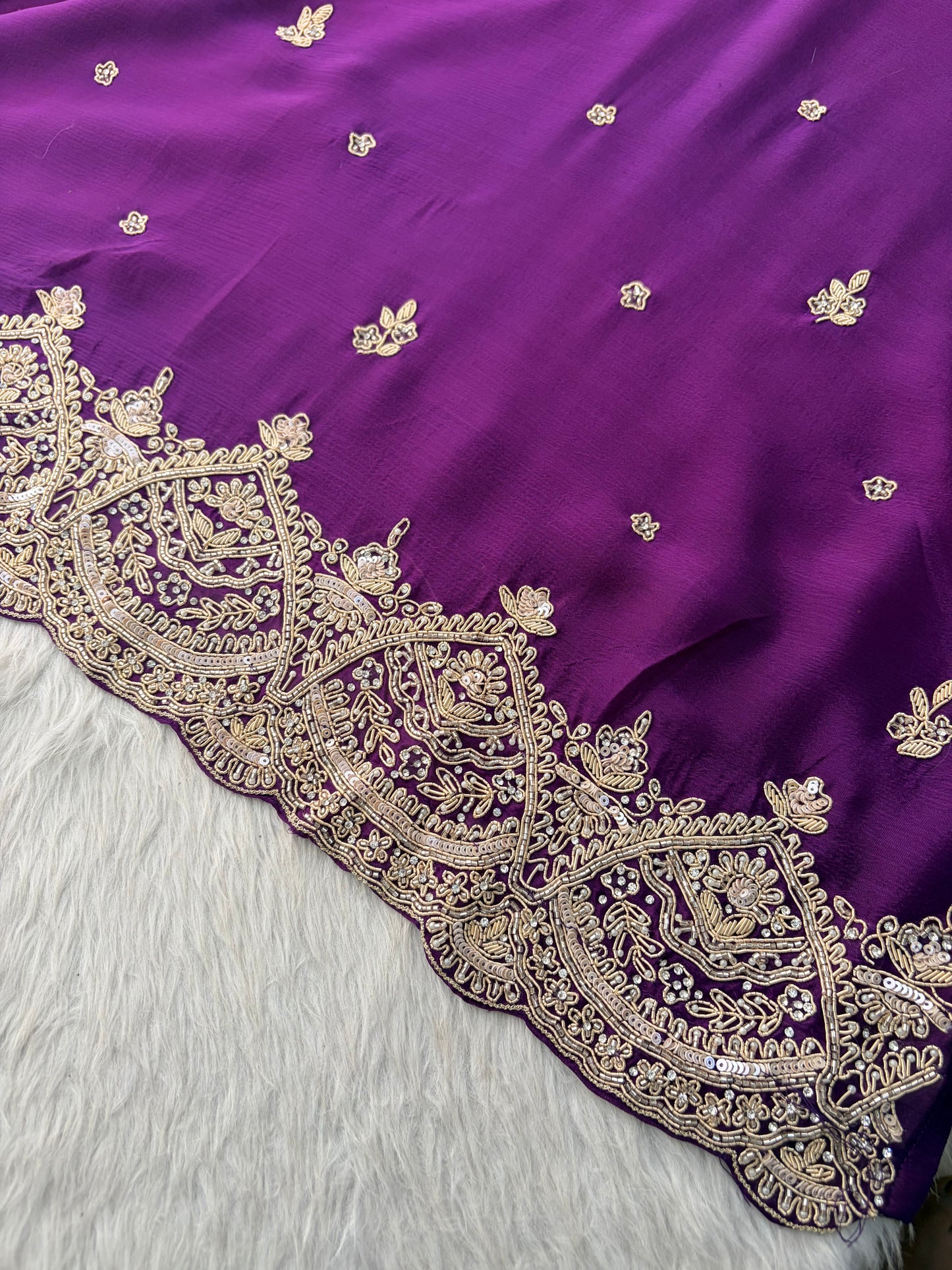 Purple Zardozi Embroidered Kurta Set for Women with Pants & Dupatta | Traditional Ethnic wear