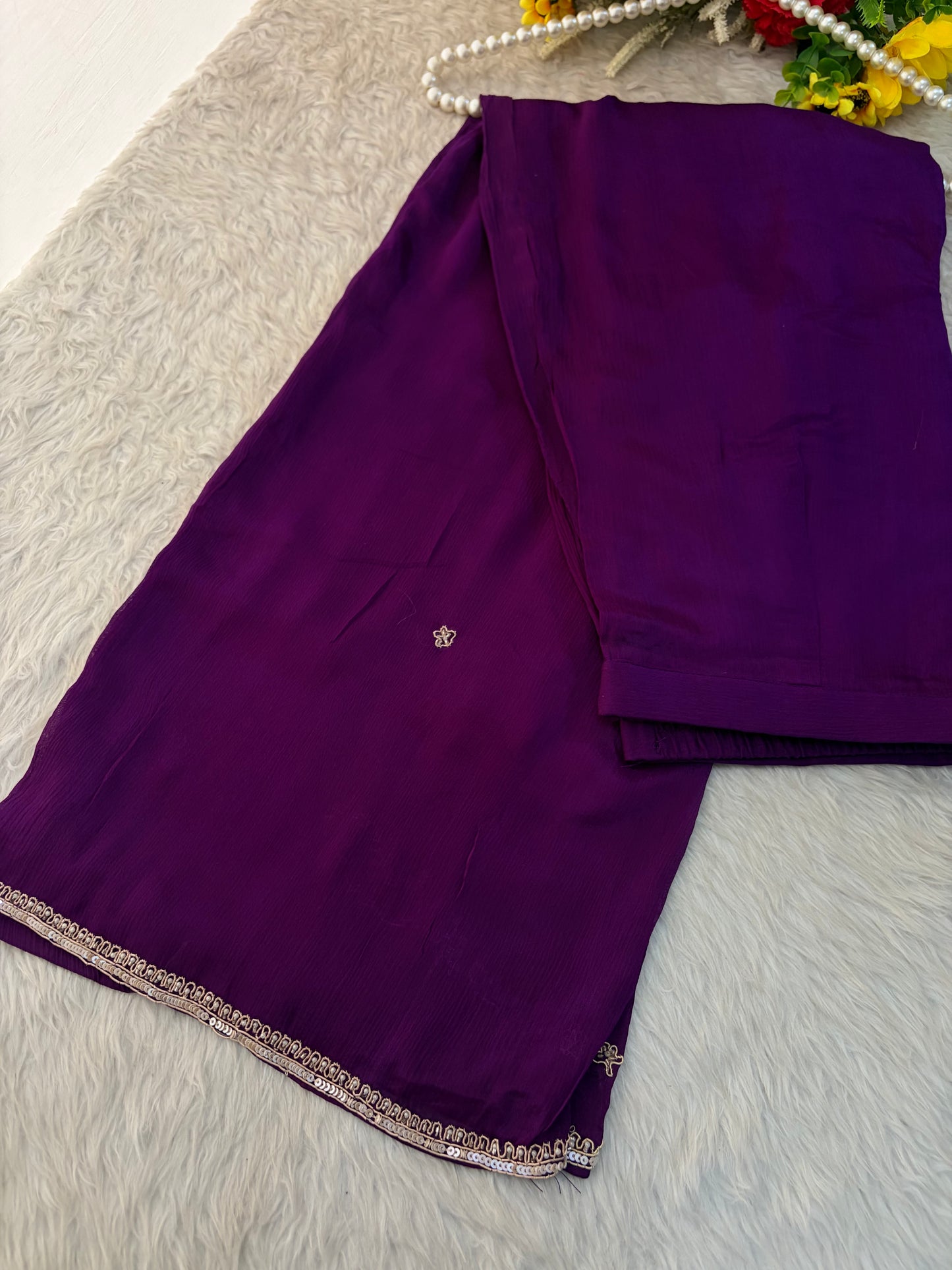 Purple Zardozi Embroidered Kurta Set for Women with Pants & Dupatta | Traditional Ethnic wear