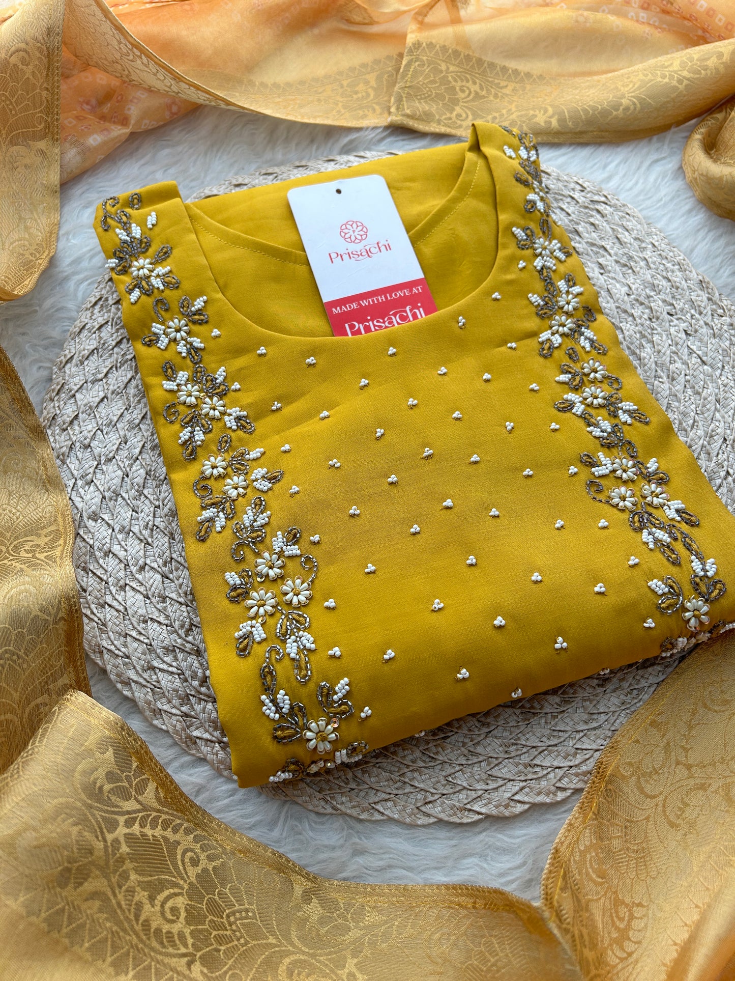 Yellow Embroidered Kurta Set with Pants & Dupatta for Women | Traditional Ethnic Wear
