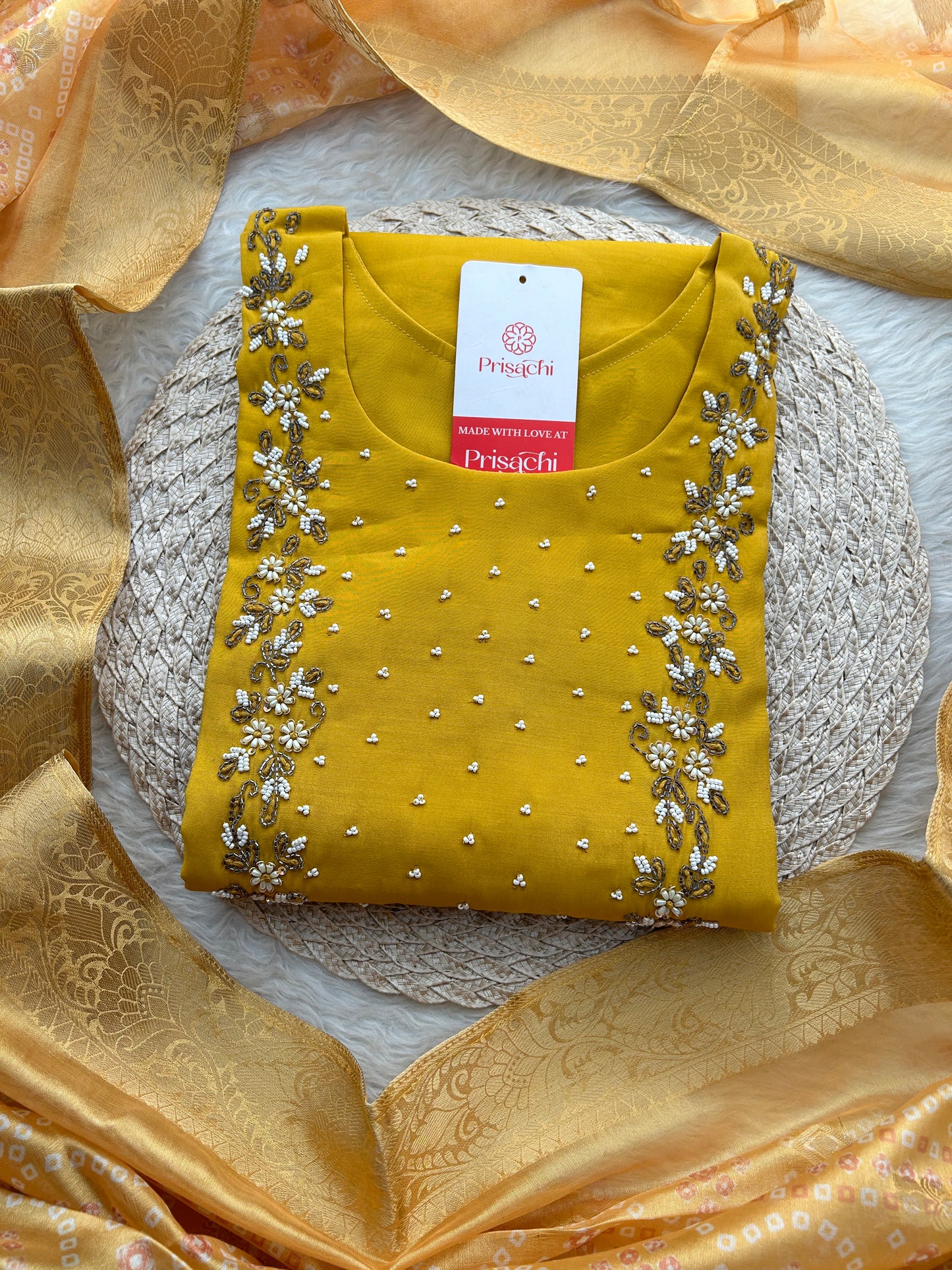 Yellow Embroidered Kurta Set with Pants & Dupatta for Women | Traditional Ethnic Wear