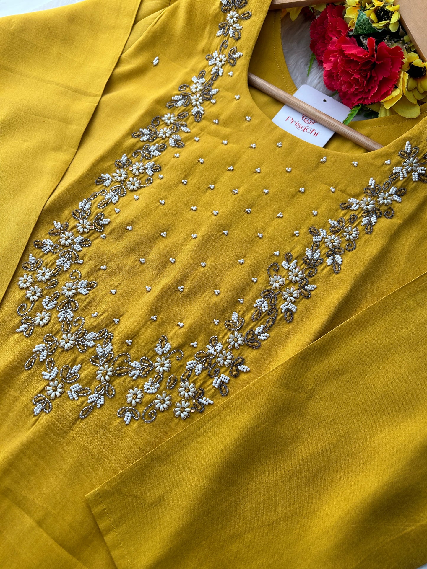 Yellow Embroidered Kurta Set with Pants & Dupatta for Women | Traditional Ethnic Wear