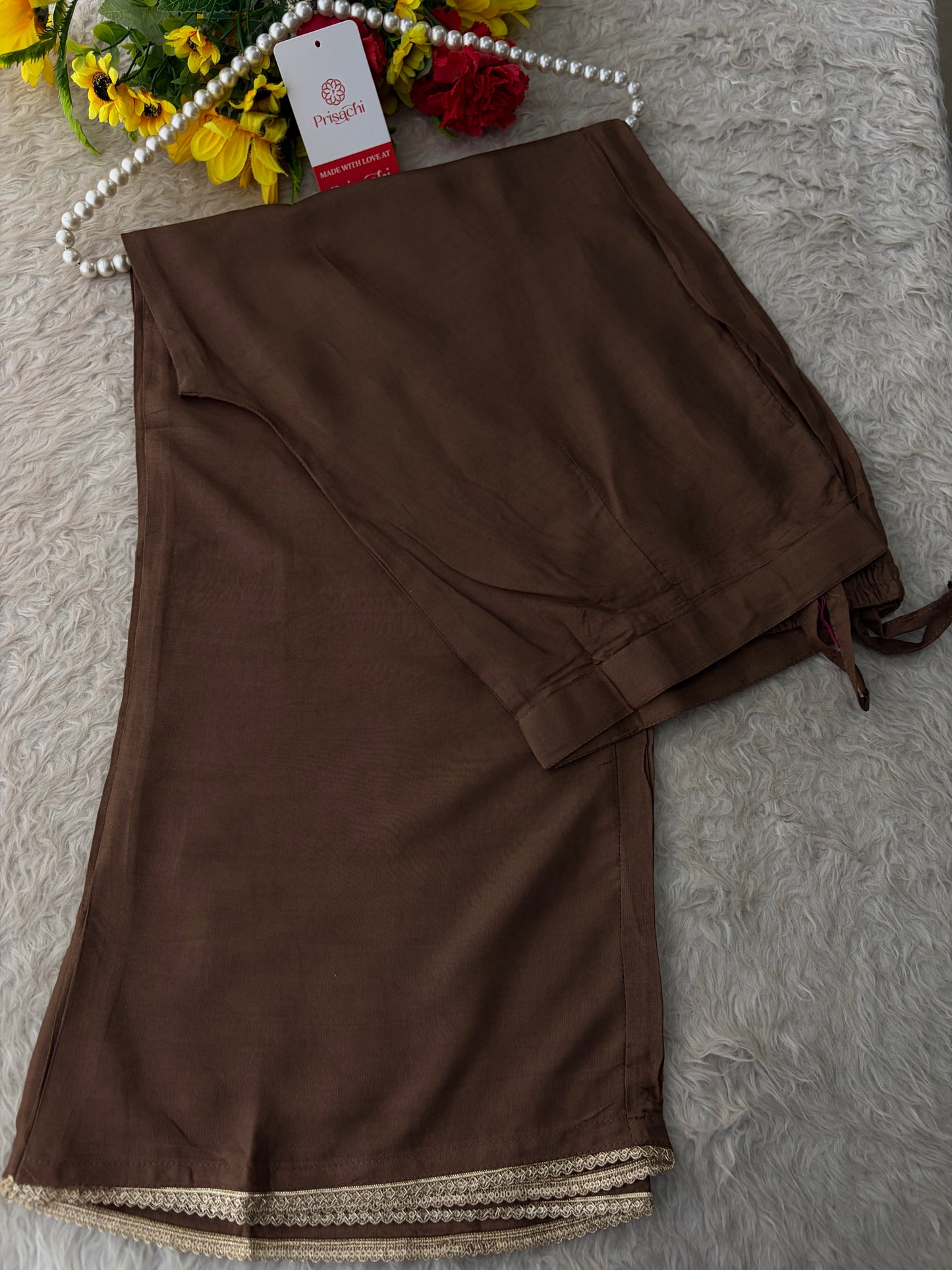 Brown Embroidered Ethnic Kurta Set for Women with Palazzo Pant & Dupatta | Festive Wear & party Wear