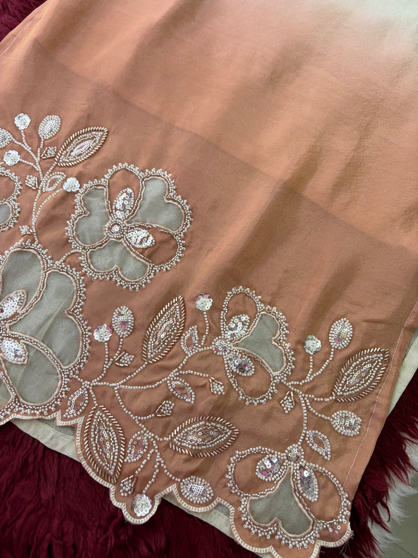 Elegant Gradient Off-White Embroidered Kurta Set with Palazzo Pant | Ethnic Co-Ord Set Party & Daily wear