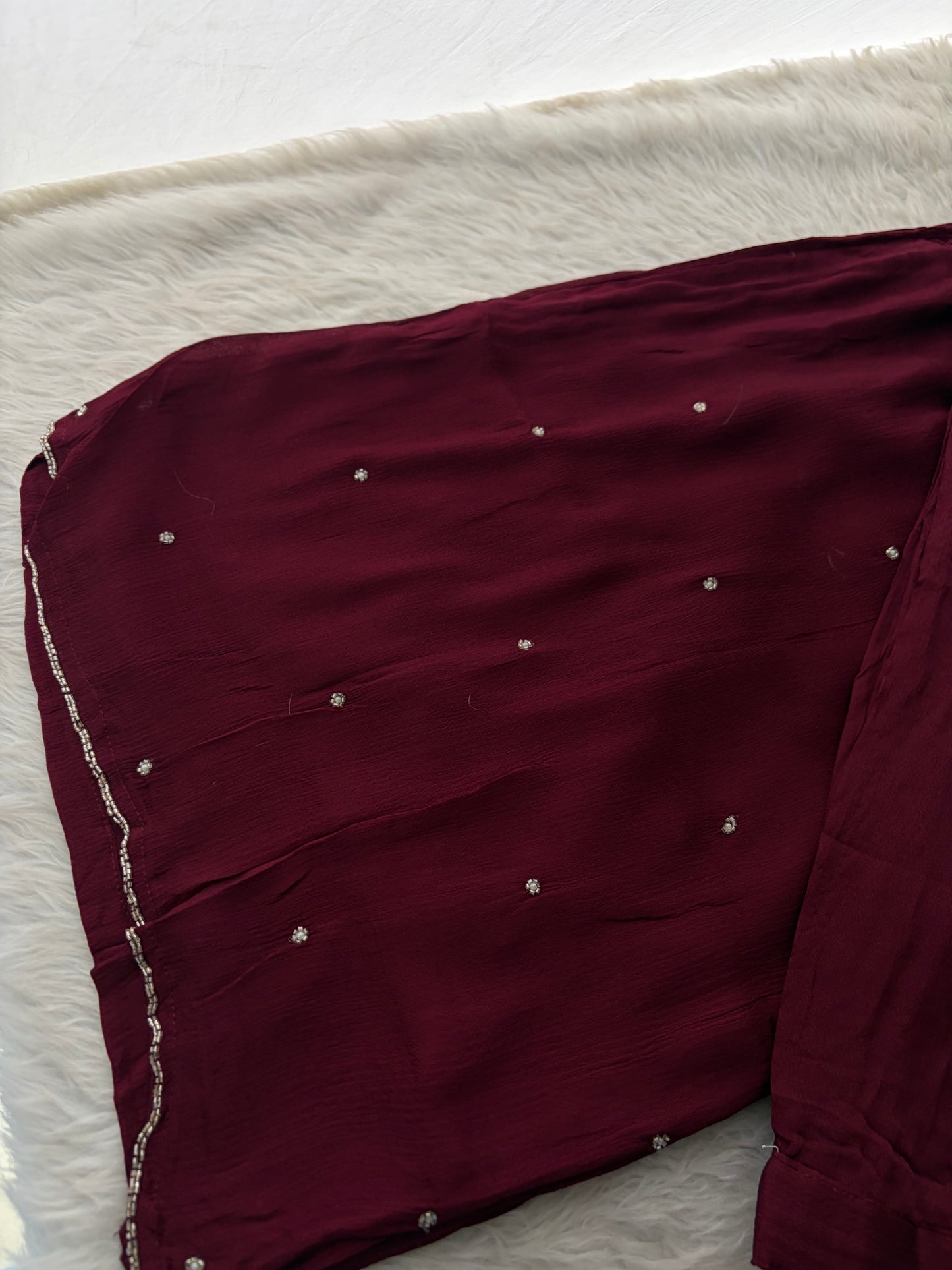 Wine Embroidered Ethnic Kurti Sharara Set with Dupatta