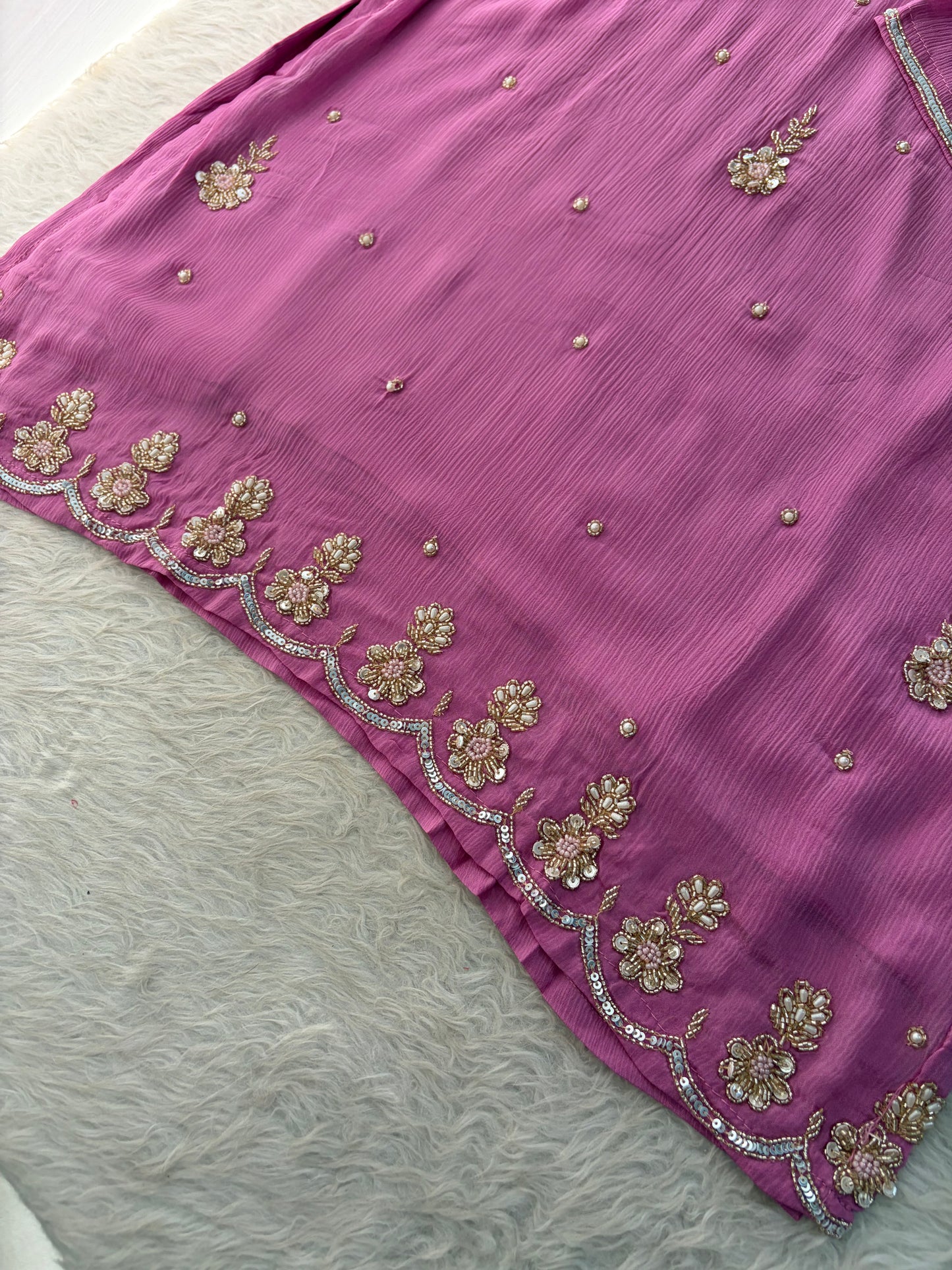 Pink  Designer Embroidered Ethnic Kurta Set with Palazzo &  Dupatta
