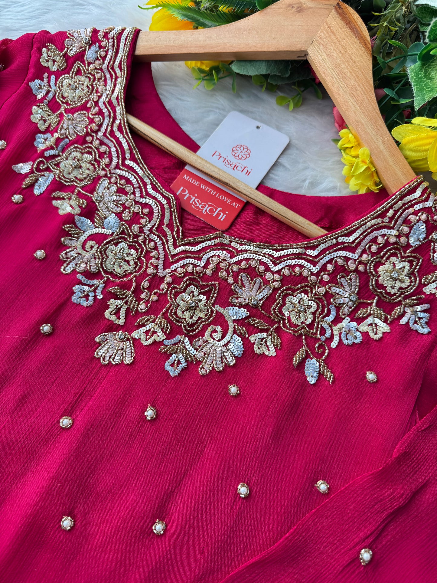 Pink Designer Embroidered Kurta Set with Pants & Dupatta – Ethnic Wear for Women - Prisachi Official