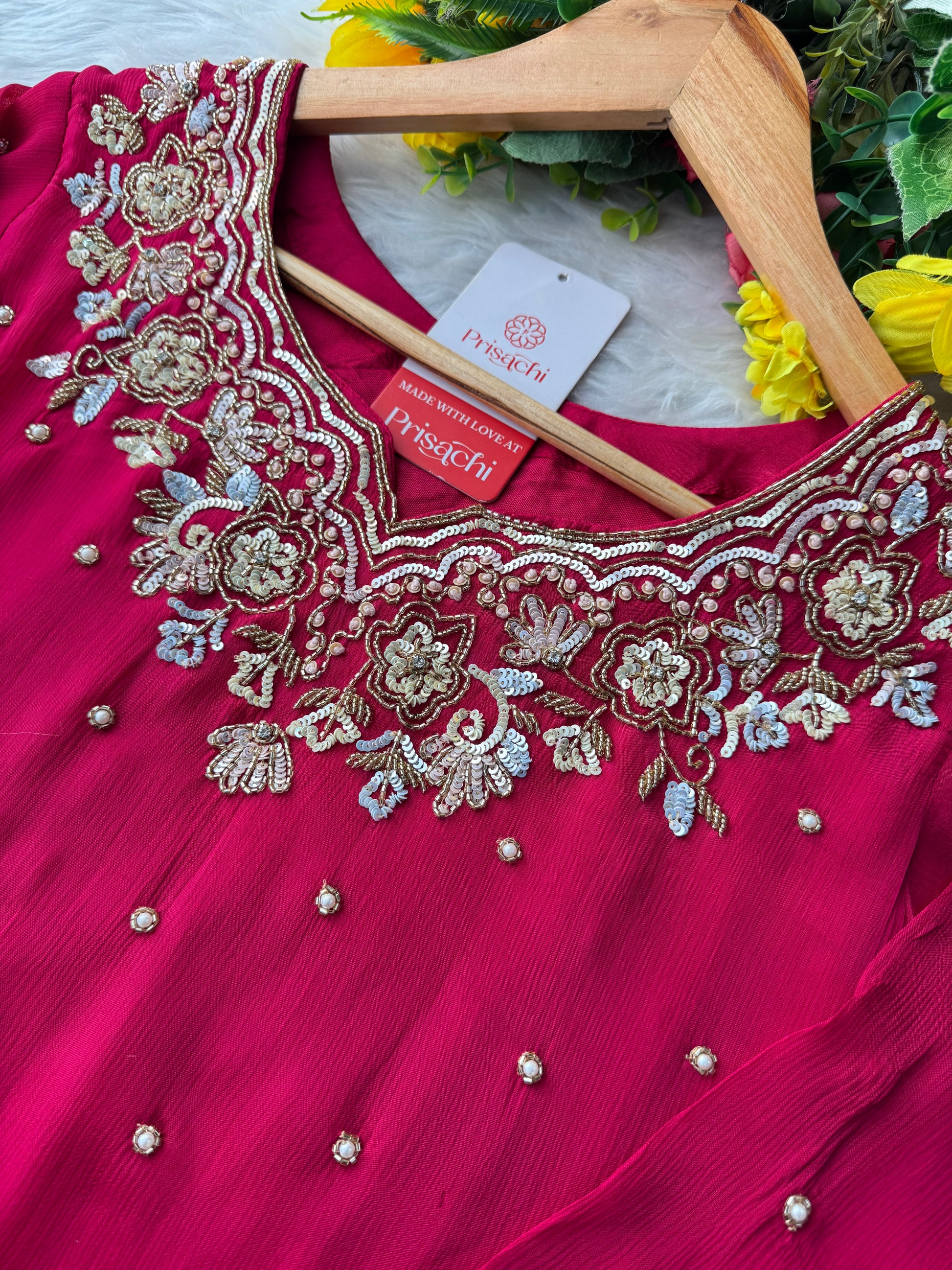 Pink Designer Embroidered Kurta Set with Pants & Dupatta – Ethnic Wear for Women - Prisachi Official
