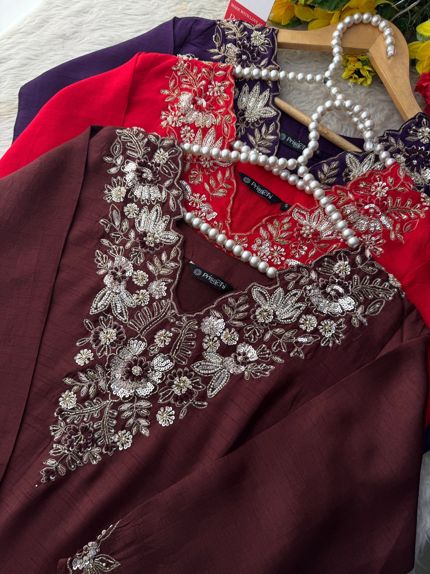 Brown Embroidered Ethnic Kurta Set With Pants & Dupatta| Wedding & Festive Wear