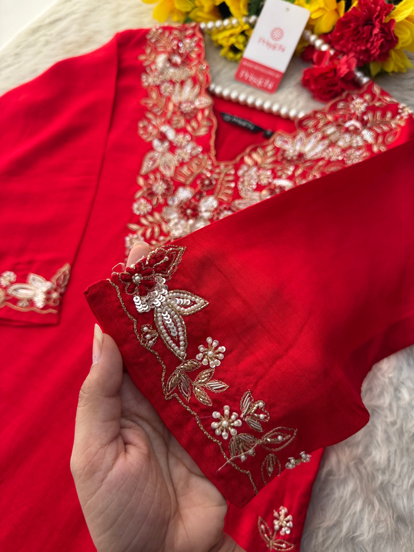 Designer Embroidered Ethnic Kurta Set With Pants & Dupatta for Women