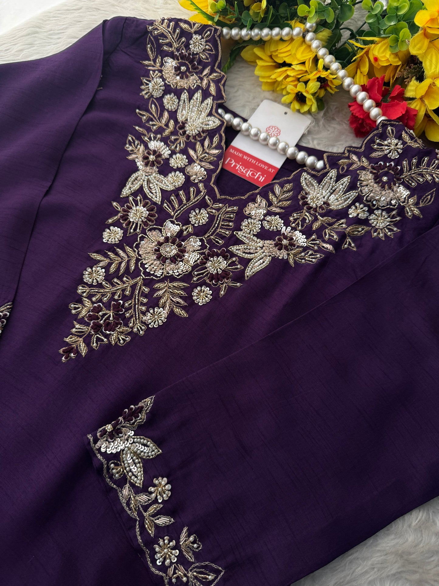 Designer Embroidered Ethnic Kurta Set With Pants & Dupatta for Women