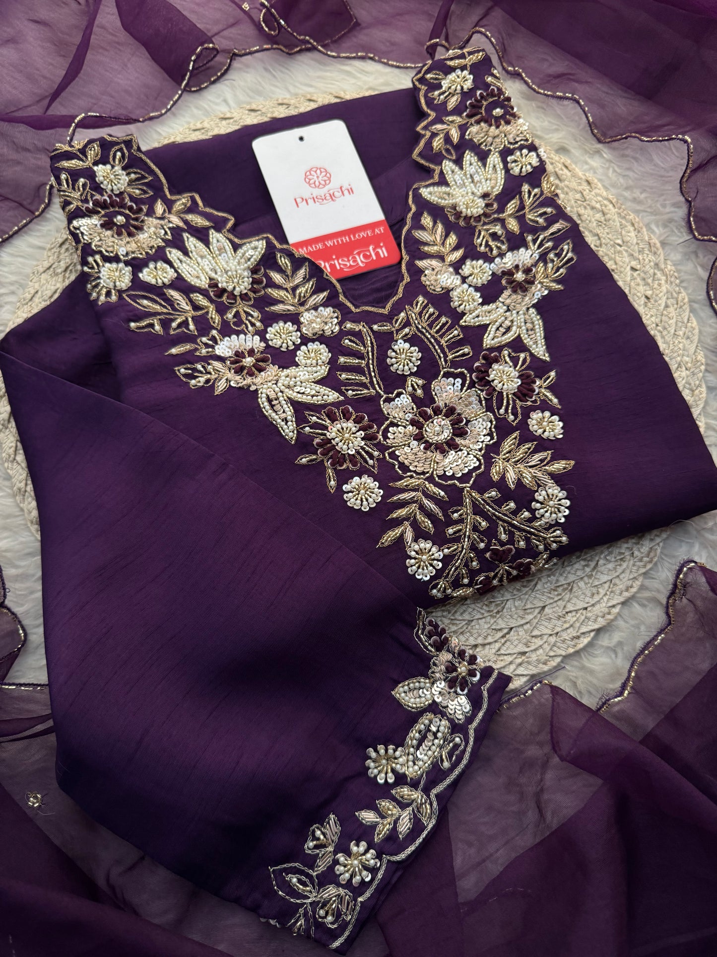 Designer Embroidered Ethnic Kurta Set With Pants & Dupatta for Women