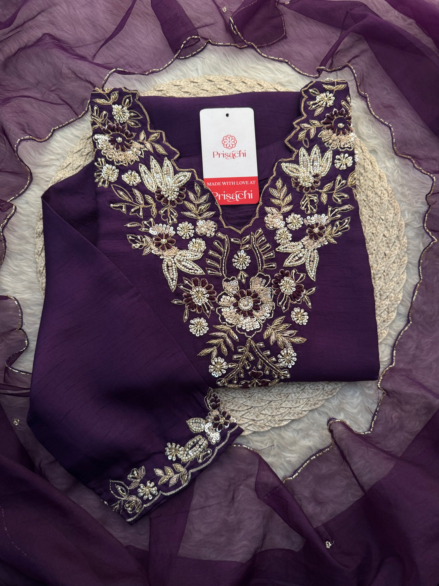 Designer Embroidered Ethnic Kurta Set With Pants & Dupatta for Women