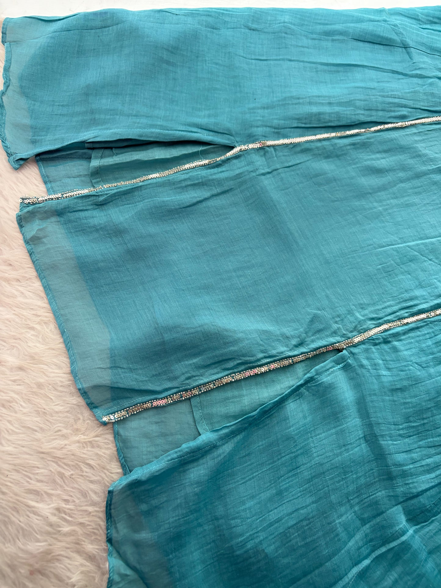 Sky Blue A-Line Embroidered Ethnic Kurta Set for Women with Pants & Dupatta