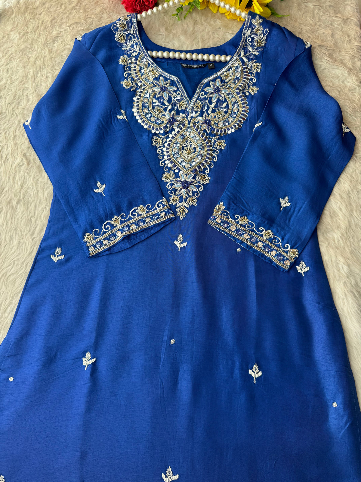 Zardozi Embroidered Ethnic Kurta Set With Straight Pants  | Festive & Party wear