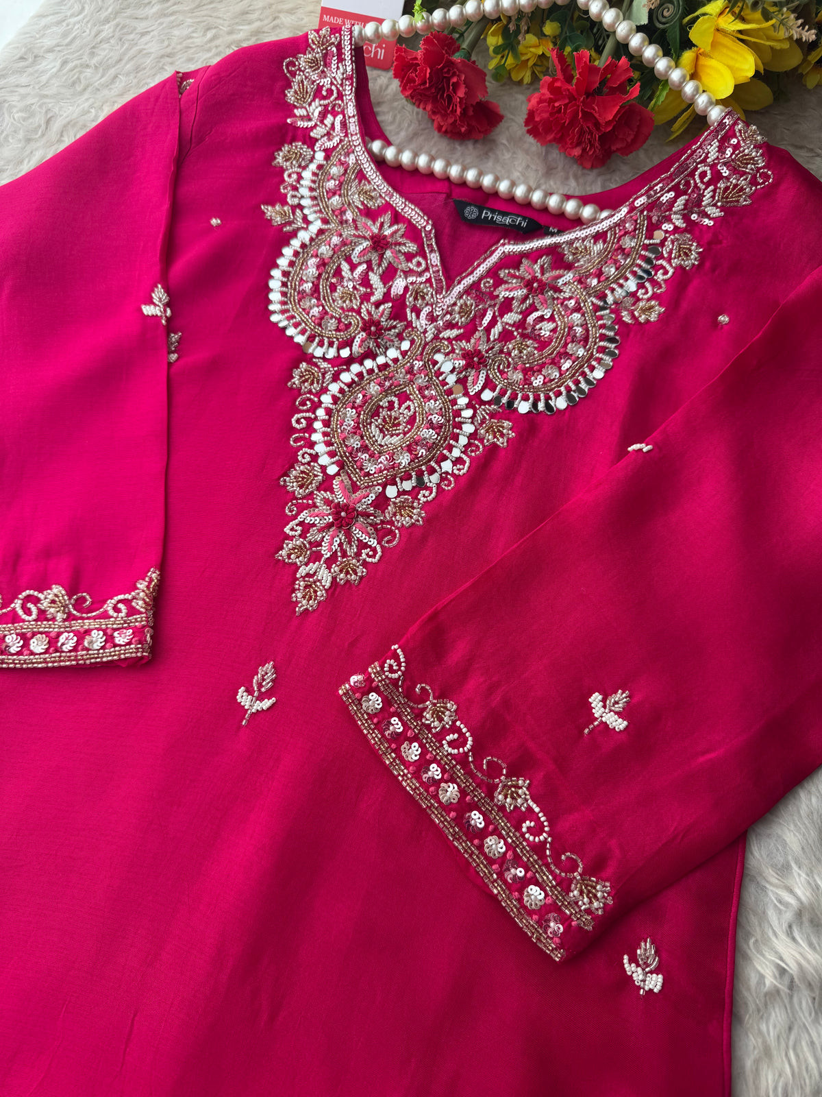 Zardozi Embroidered Ethnic Kurta Set With Straight Pants  | Festive & Party wear