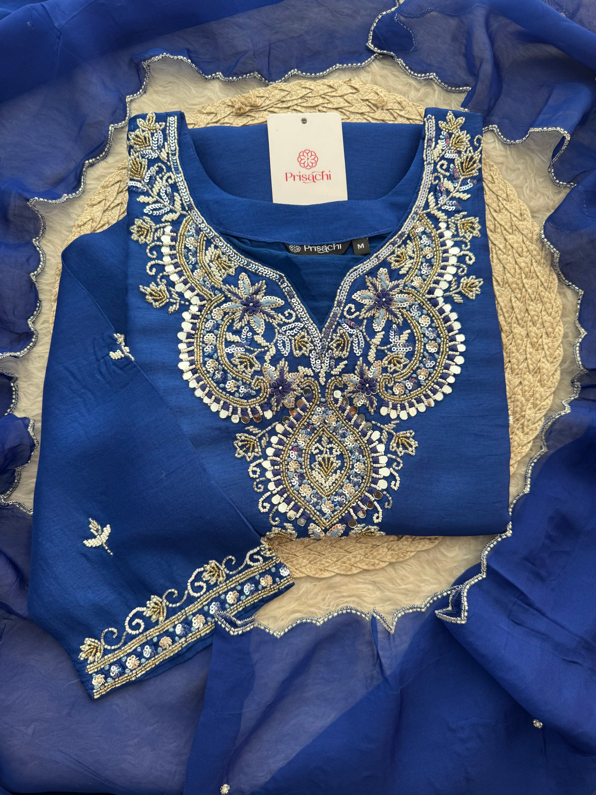Zardozi Embroidered Ethnic Kurta Set With Straight Pants  | Festive & Party wear