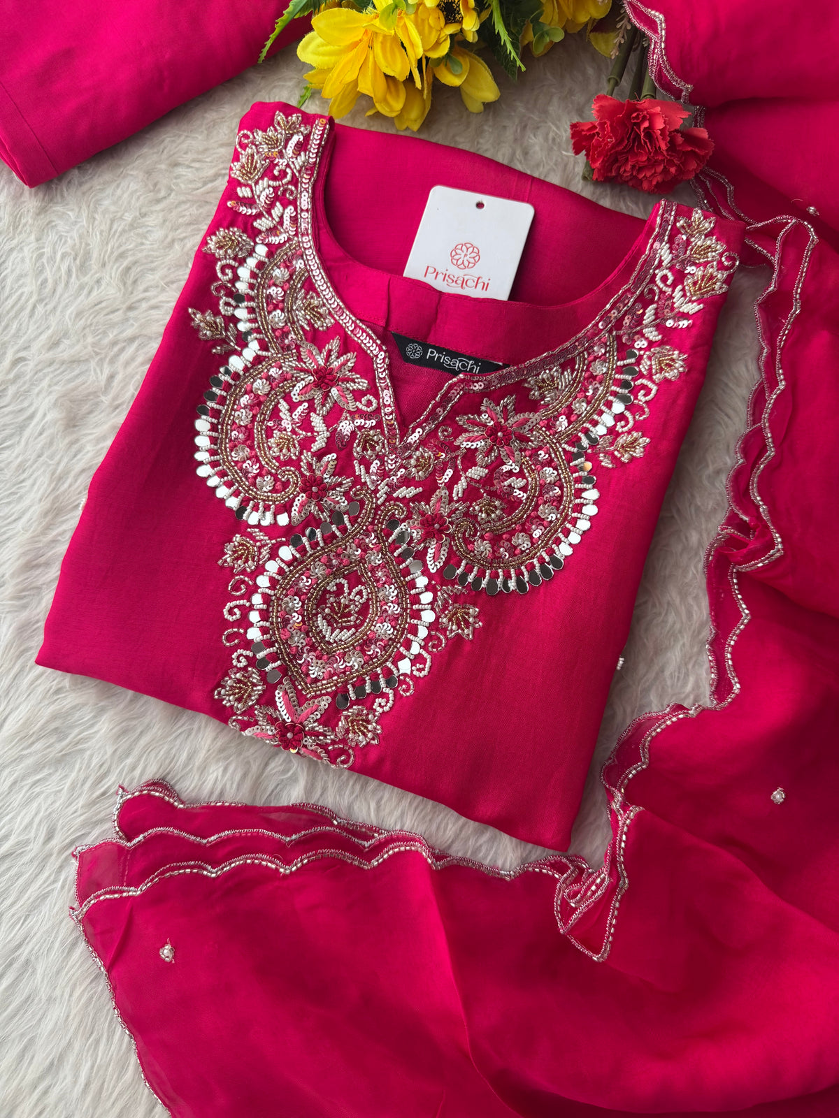 Zardozi Embroidered Ethnic Kurta Set With Straight Pants  | Festive & Party wear
