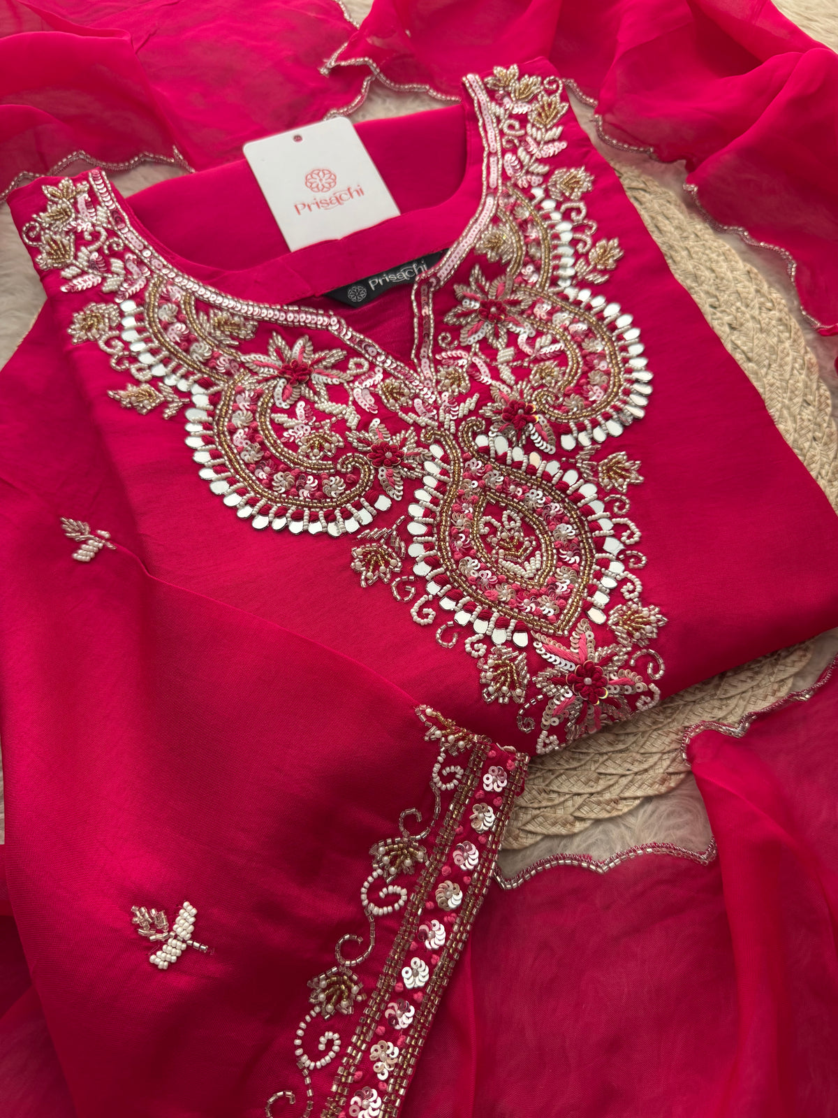 Zardozi Embroidered Ethnic Kurta Set With Straight Pants  | Festive & Party wear